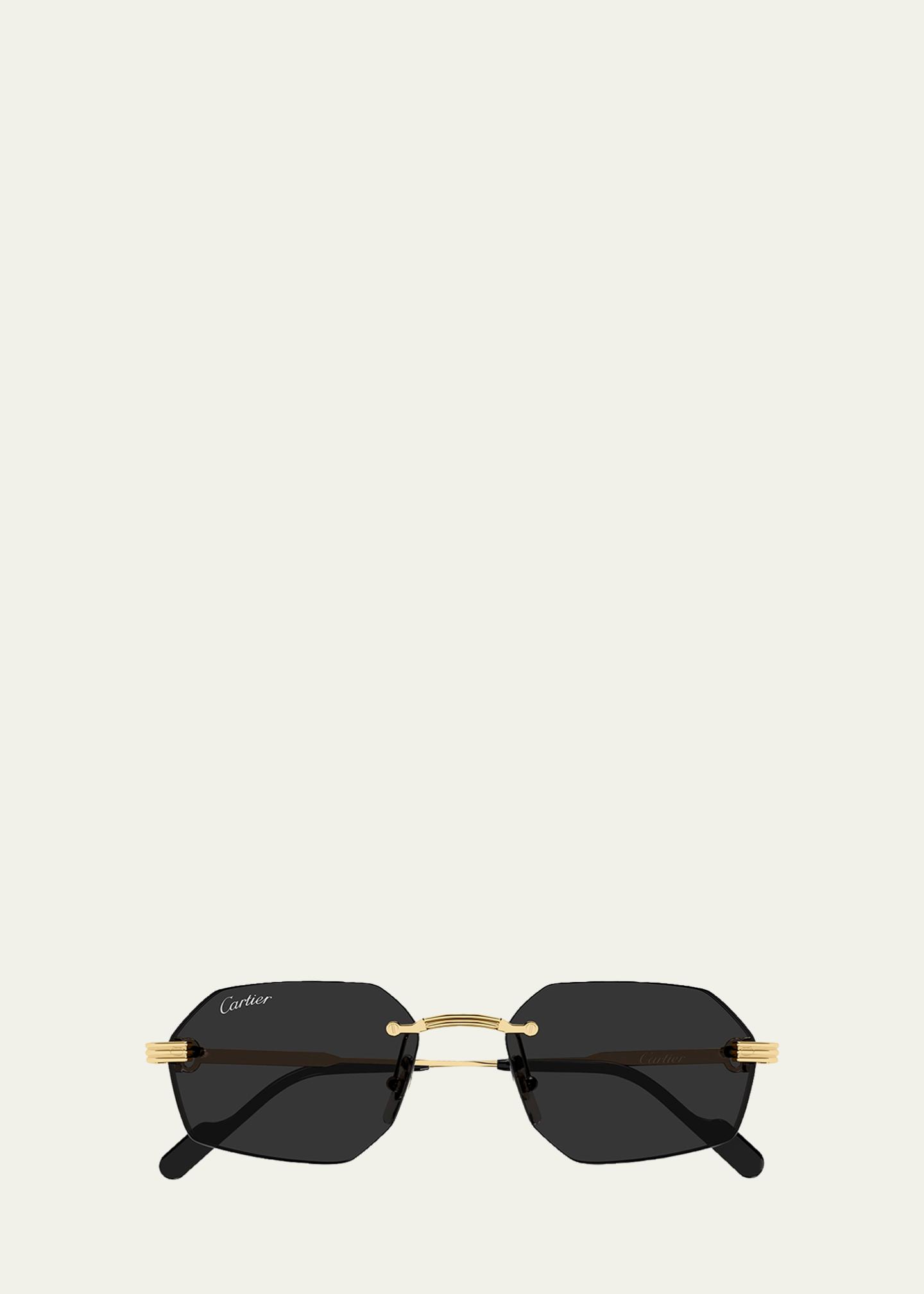 Cartier Men's Rimless Metal Geometric Sunglasses - Bergdorf Goodman