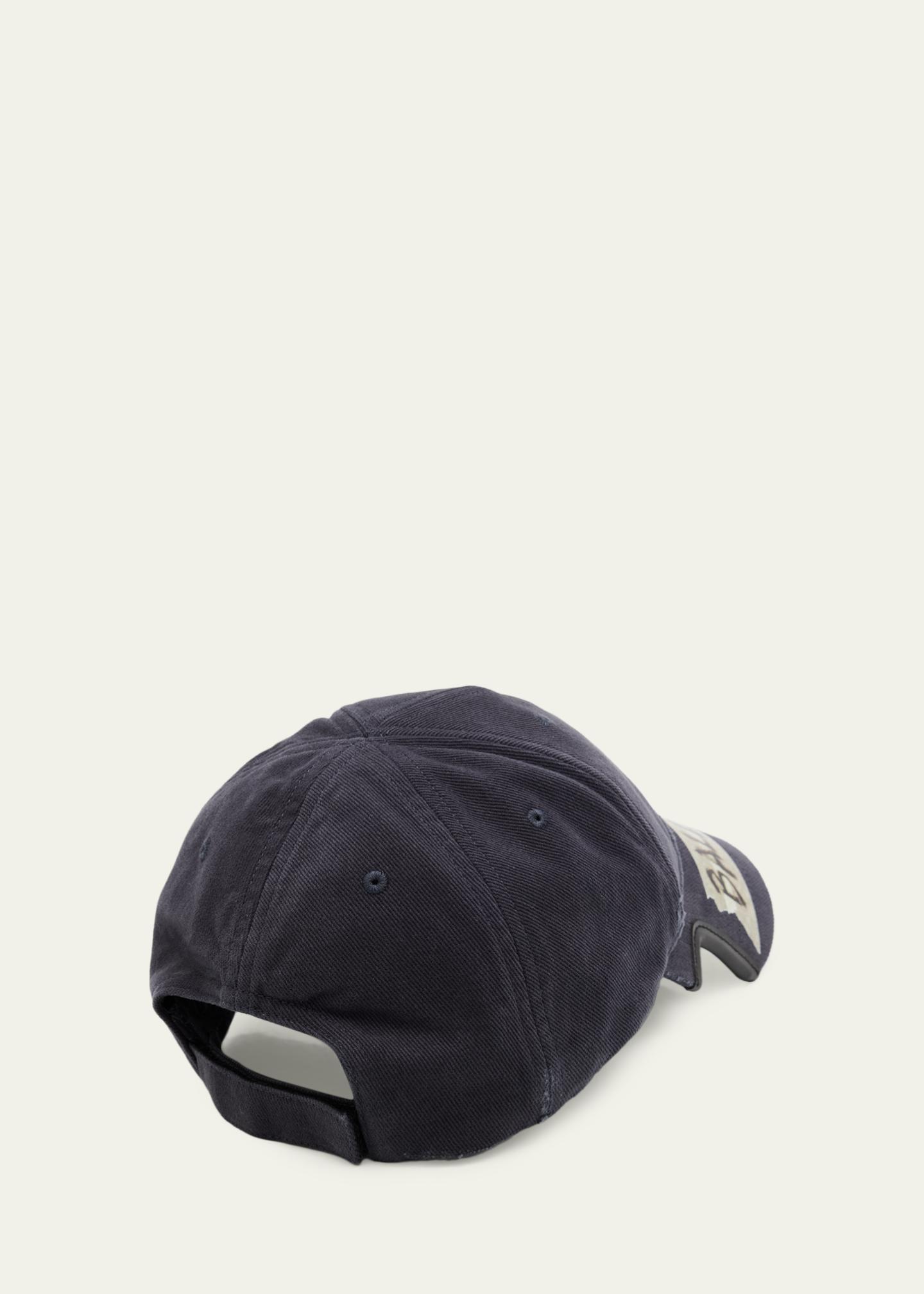 Balenciaga Men's Masking Tape Logo Distressed Baseball Cap