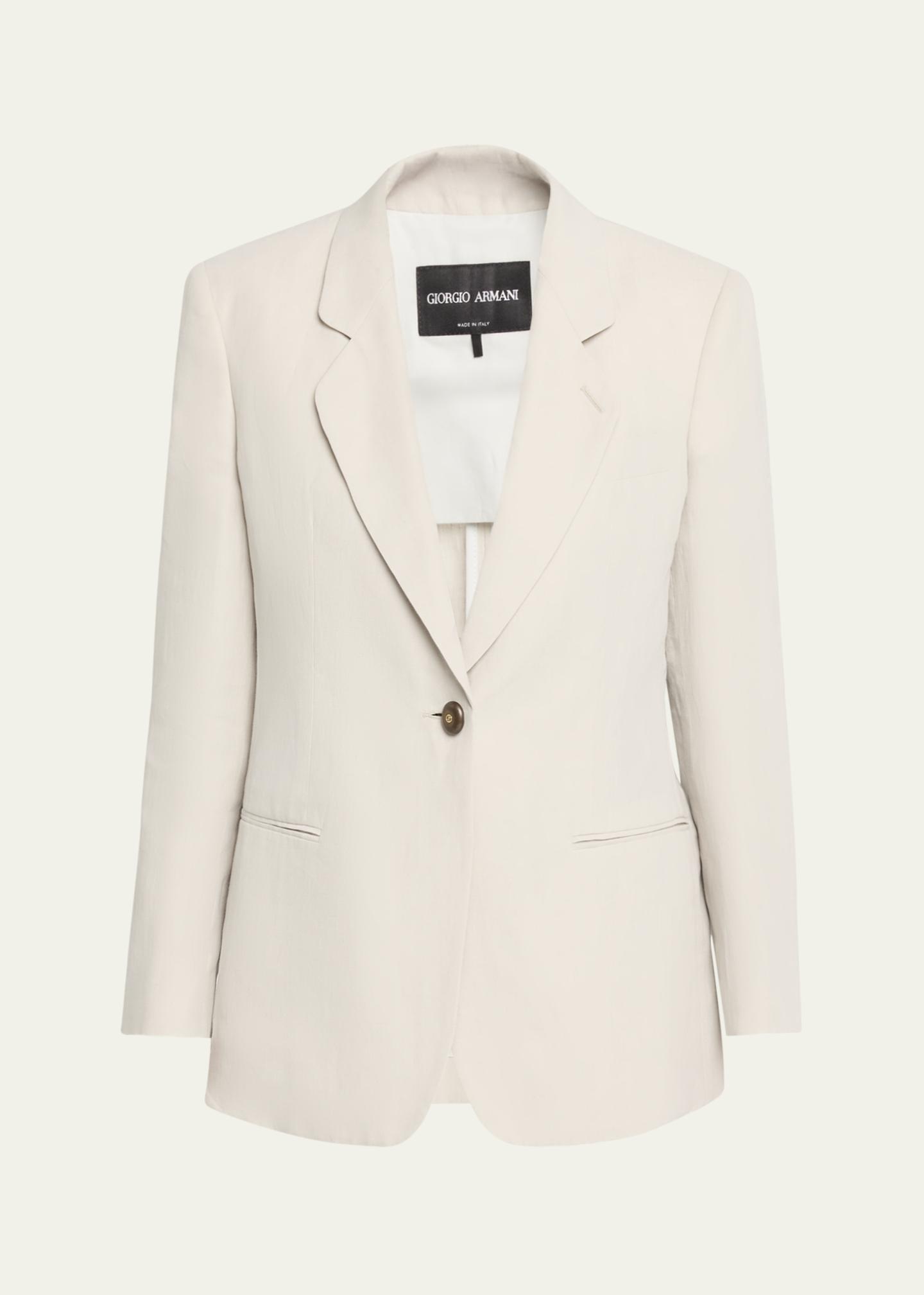 ジャケット・アウター 80s GIORGIO ARMANI Linen Tailored Jacket Giorgio Armani Linen Single-Breasted Blazer Jacket - Bergdorf Goodman