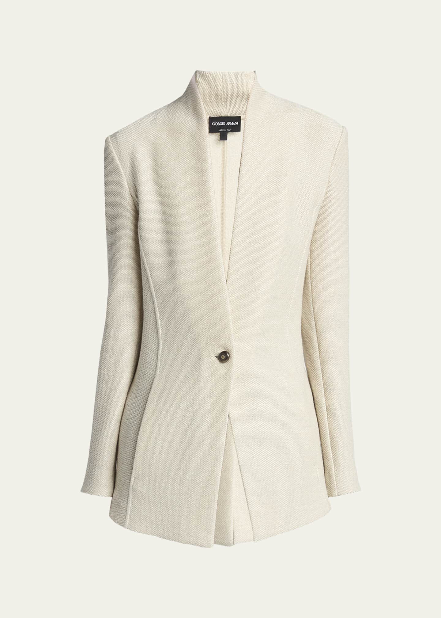 Giorgio Armani Single-Breasted Tweed Blazer Jacket - Bergdorf Goodman