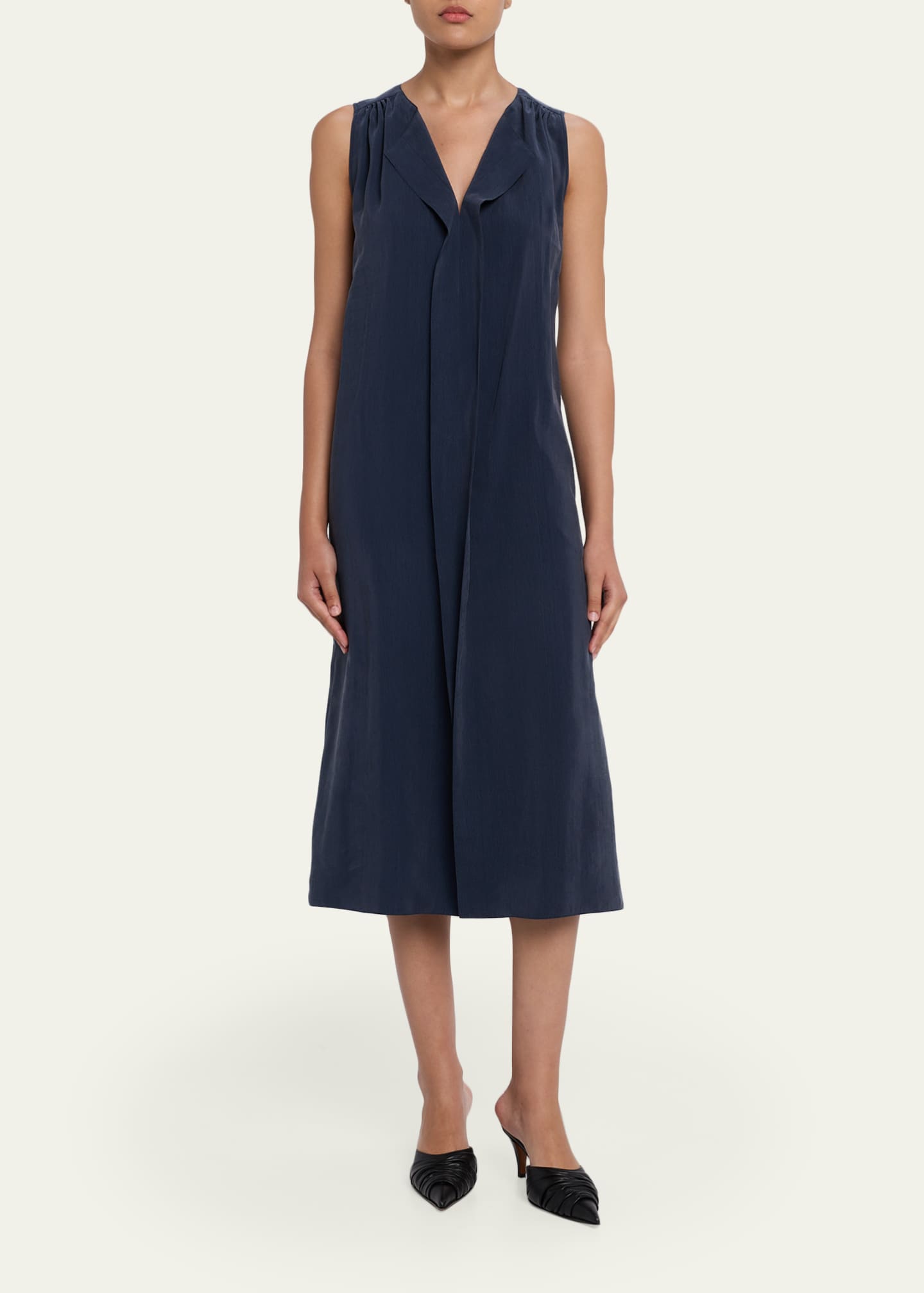 Giorgio Armani Technical Silk Sleeveless Midi Shirtdress