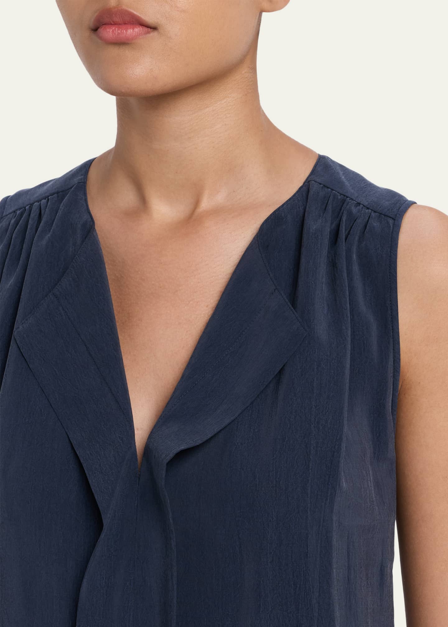 Giorgio Armani Technical Silk Sleeveless Midi Shirtdress