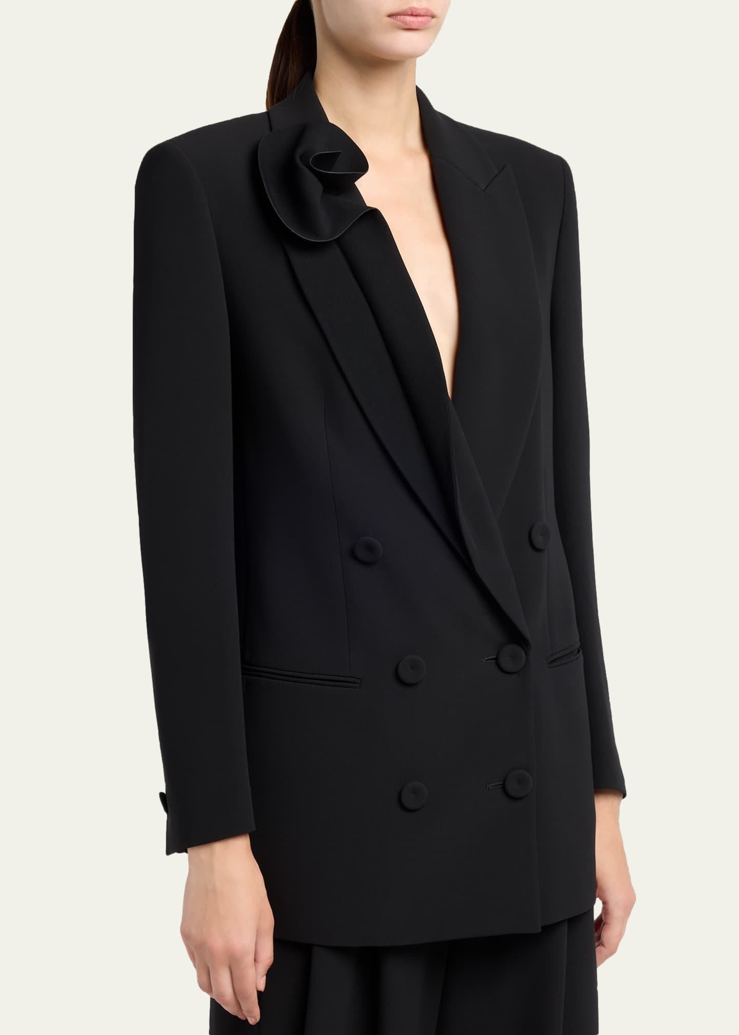 Giorgio Armani Rosette Lapel Double-Breasted Blazer Jacket