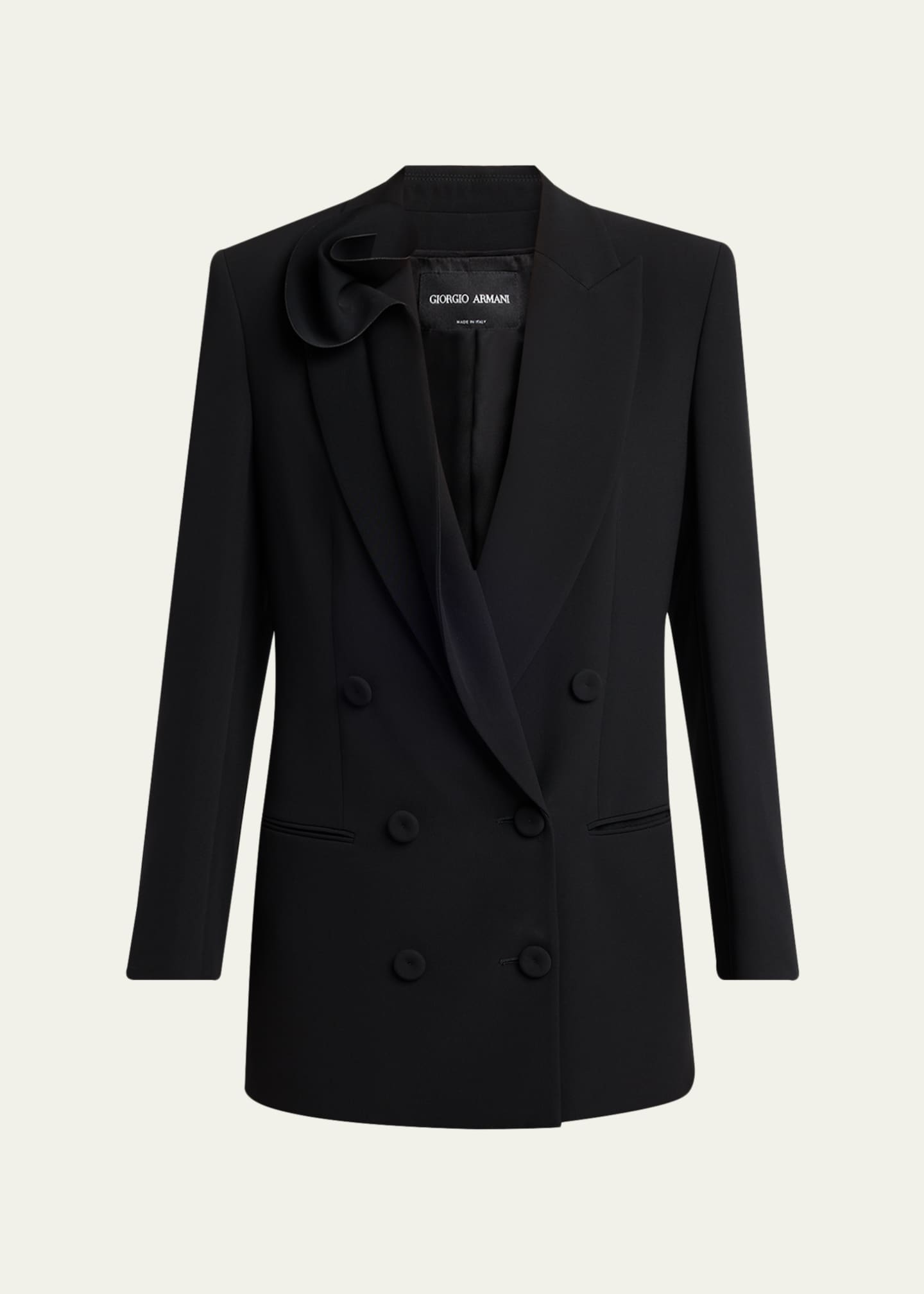 Giorgio Armani Rosette Lapel Double-Breasted Blazer Jacket