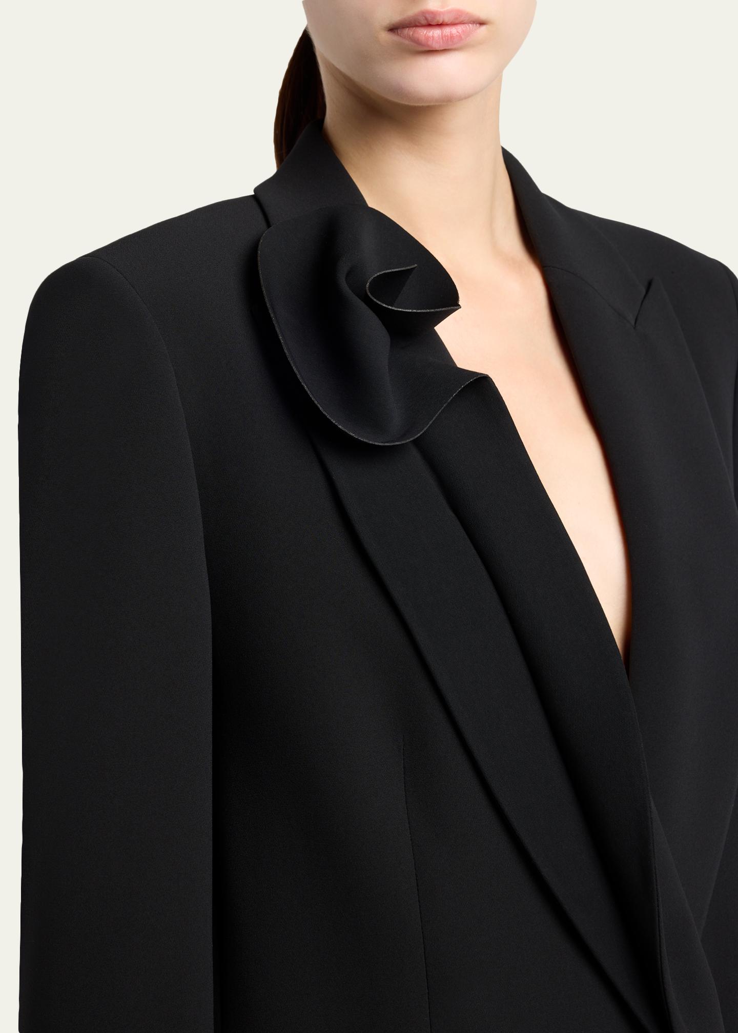 Giorgio Armani Rosette Lapel Double-Breasted Blazer Jacket