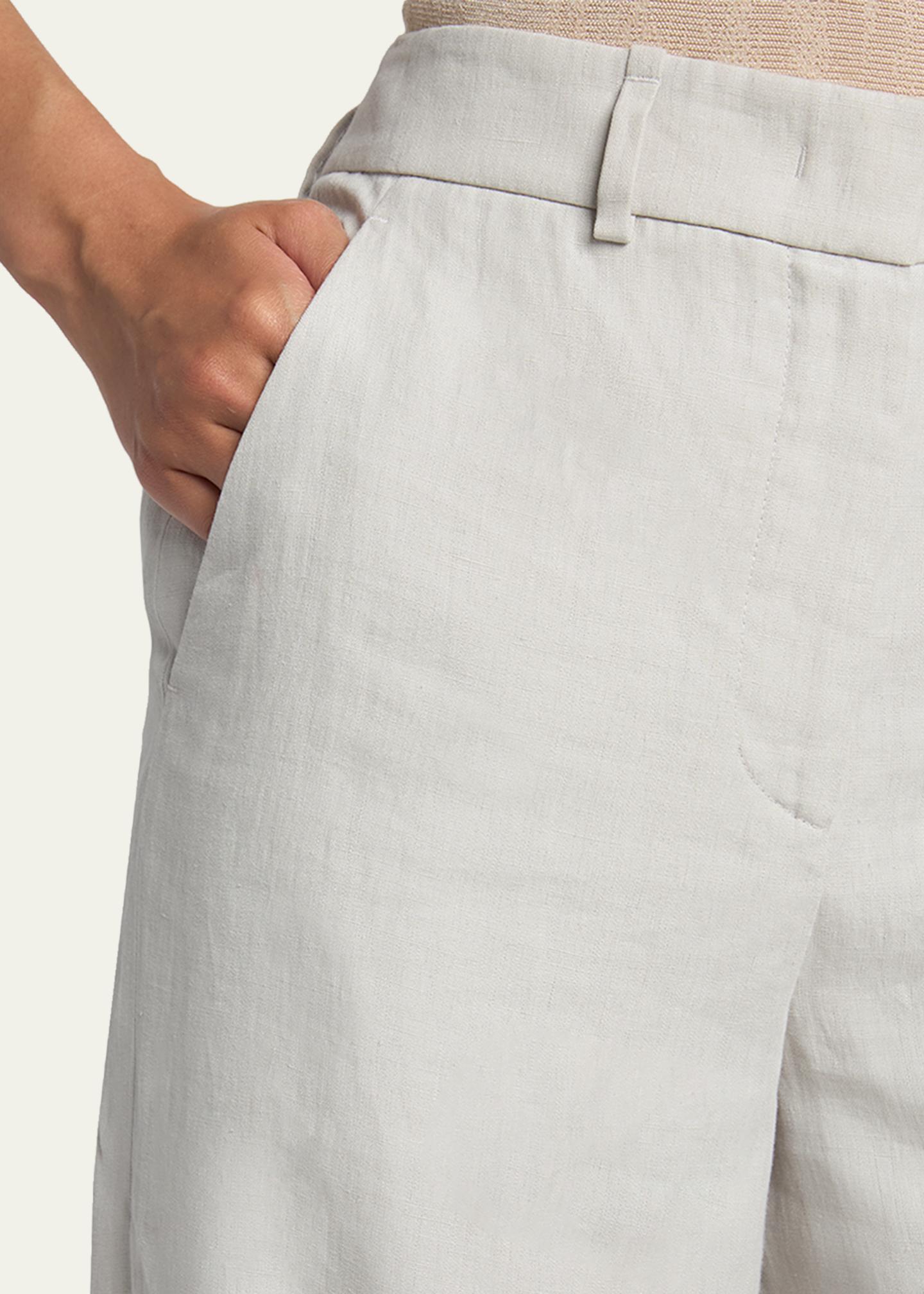 Giorgio Armani Linen Straight-Leg Trousers - Bergdorf Goodman