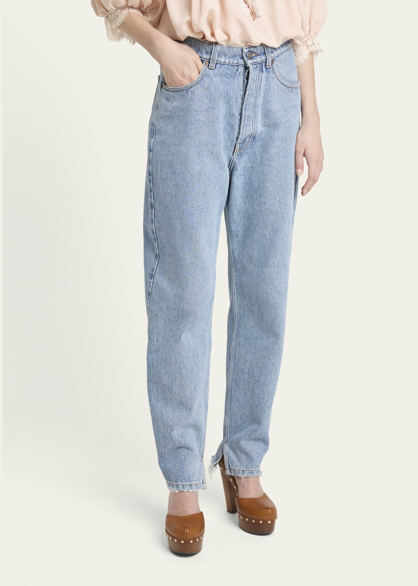 Chloe Split-Hem Barrel-Leg Jeans - Bergdorf Goodman