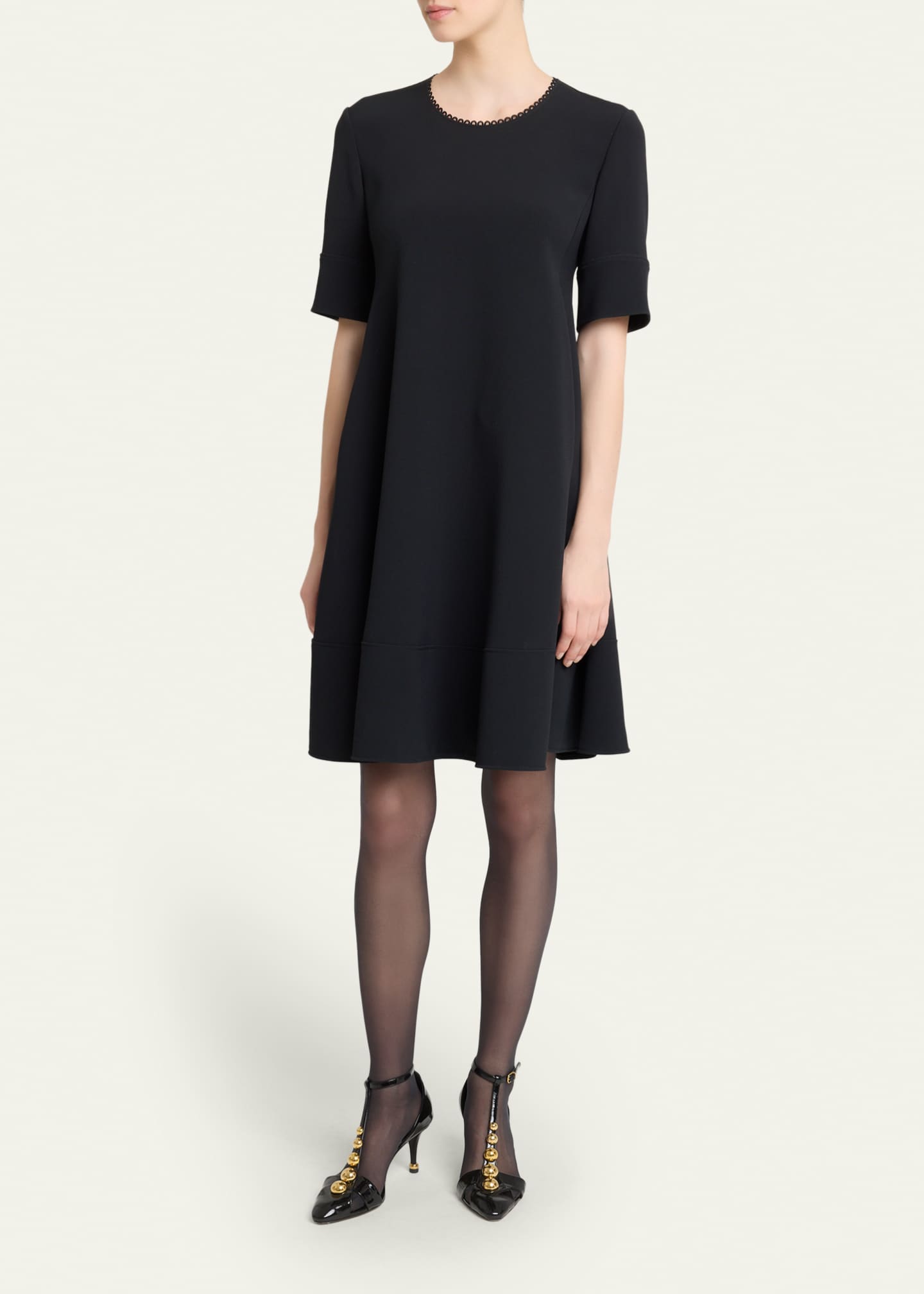 black a line dress with short sleeves Black Business Dress for Women Semi-Formal Fit Casual Slim Short Sleeve  O-Neck Elegant Swing A Line Midi Dresses with Pockets at Amazon Women's  Clothing store