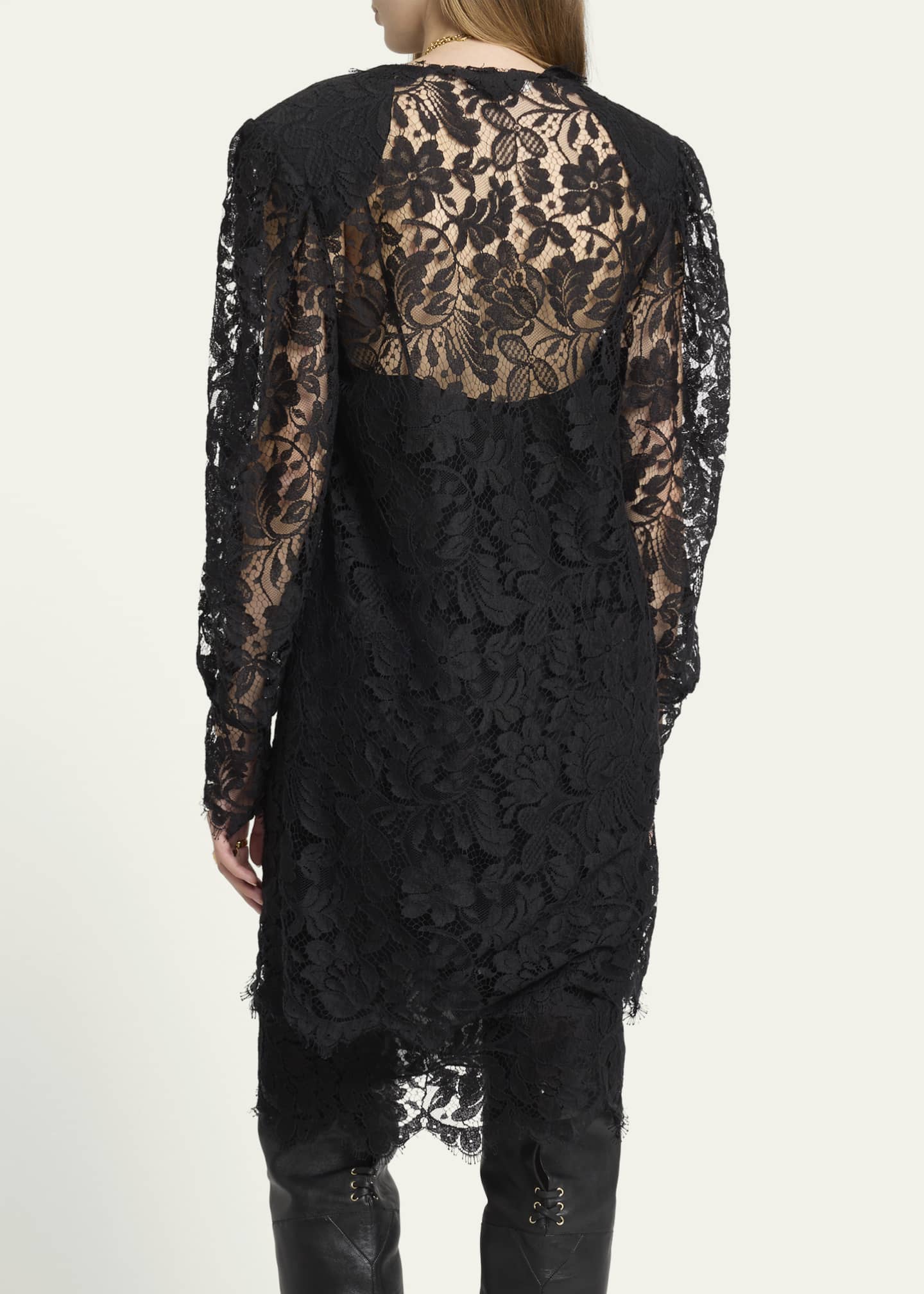 Chlo - Long-Sleeve mini dress in Lace - Black - 38 - Cotton