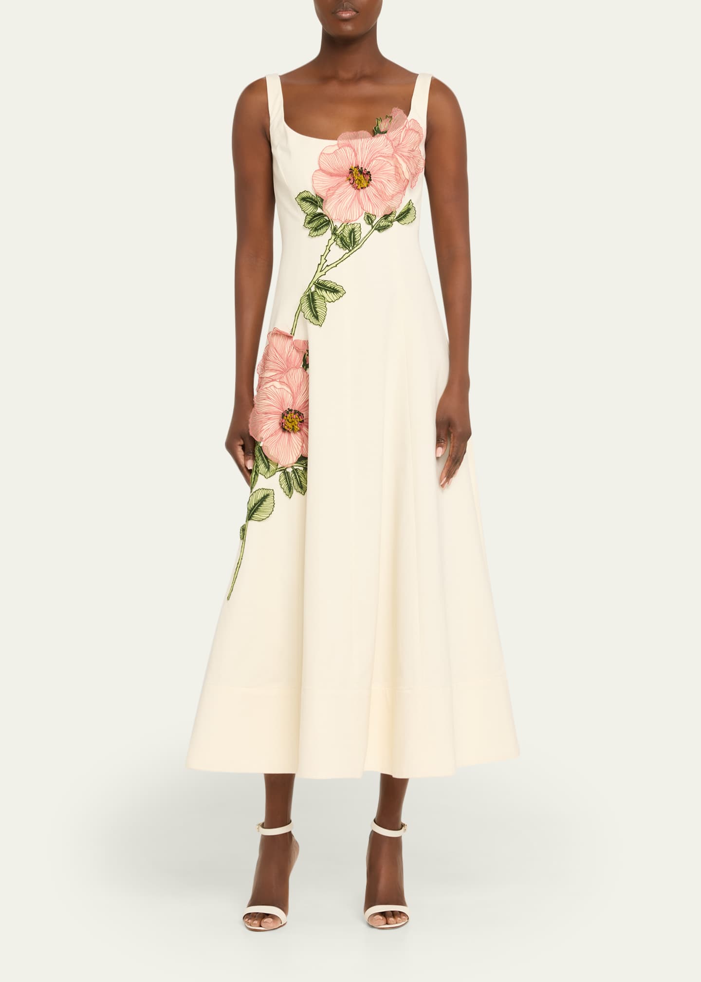 green emerald velvet dress Floral Embroidery Savannah Gown – Lela Rose main image 0