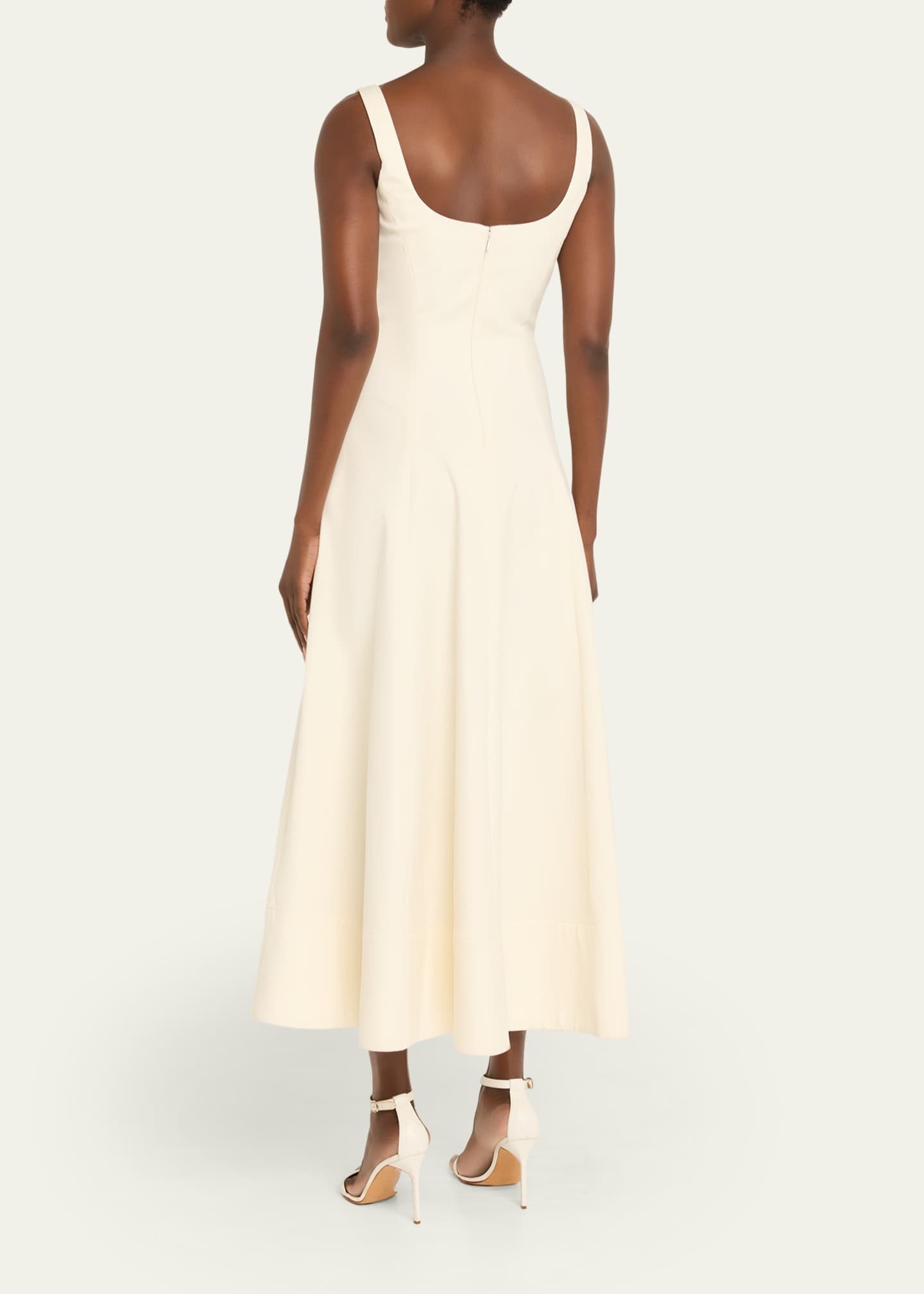 Lela Rose Peony Embroidered Sleeveless Midi Dress - Bergdorf Goodman