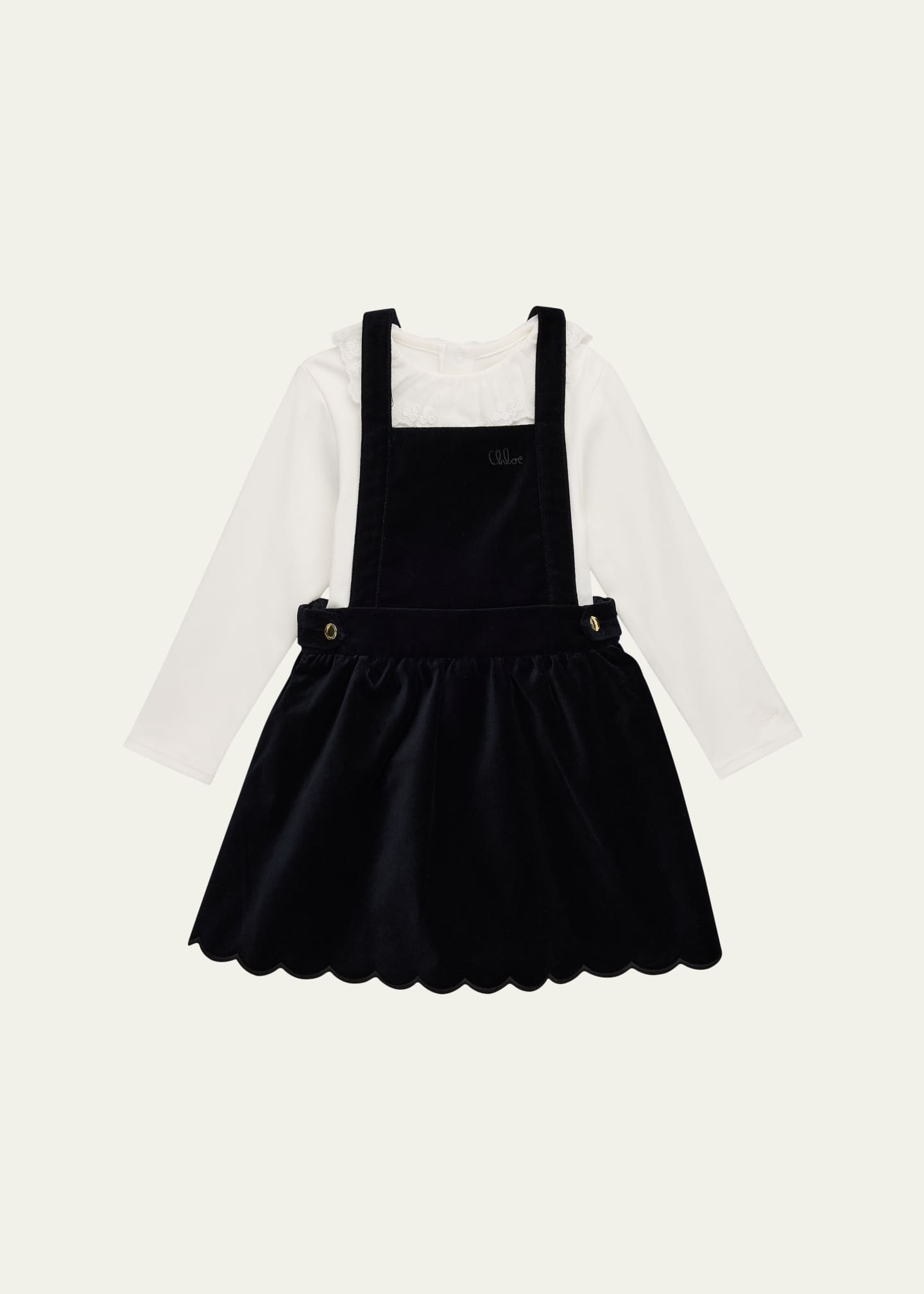 Chloe Kid's Lace-Collar Blouse & Pinafore Dress Set, Size 6M-3 - Bergdorf  Goodman