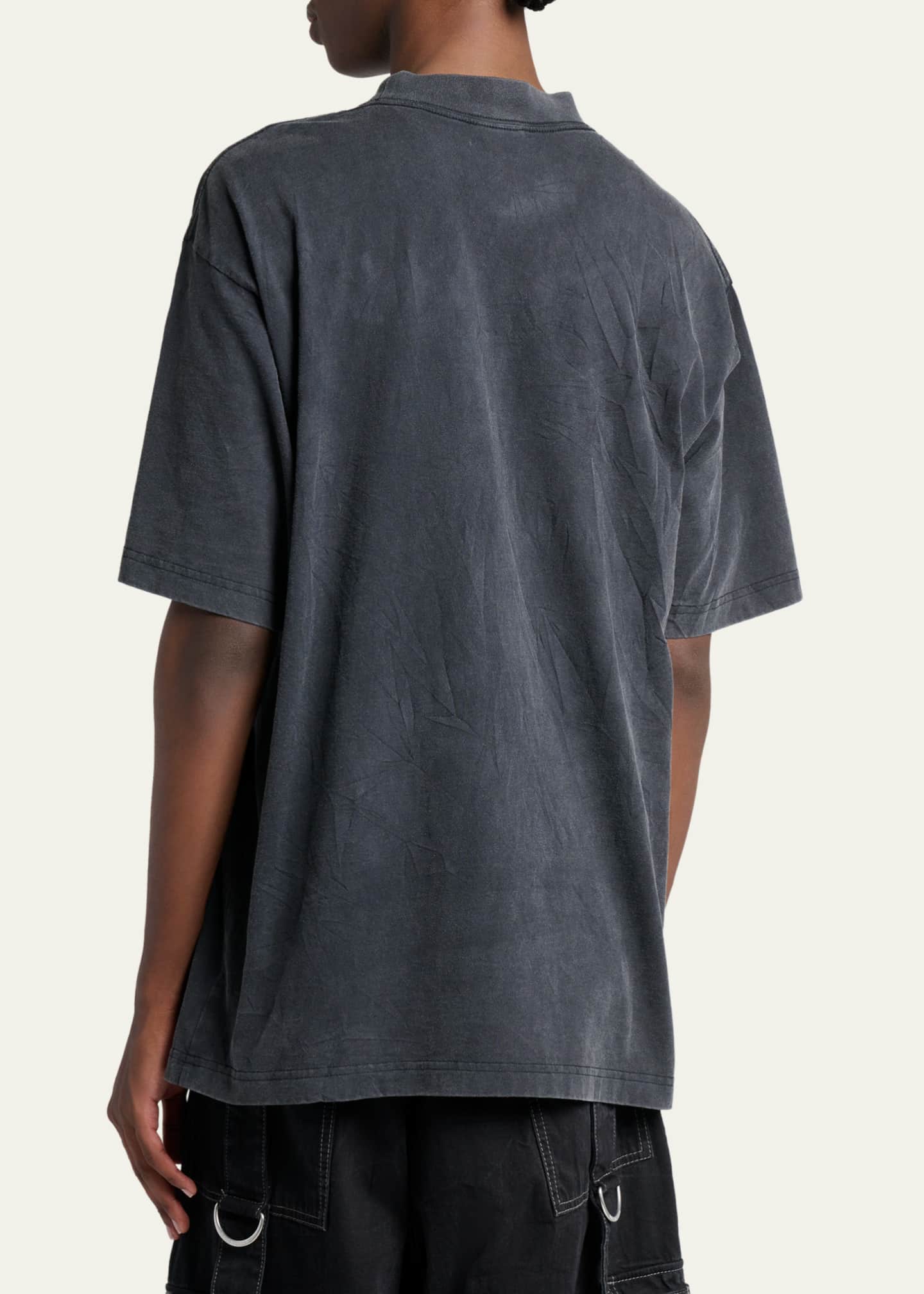 Balenciaga Men's Washed Jersey Chalk Logo T-Shirt - Bergdorf Goodman