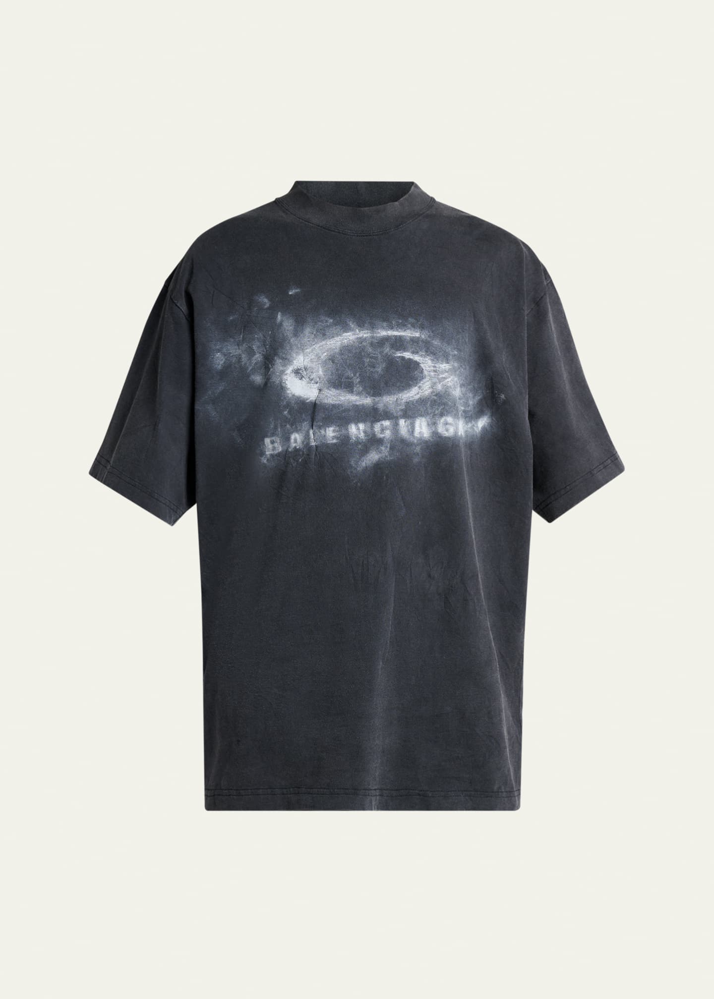Balenciaga Men's Washed Jersey Chalk Logo T-Shirt - Bergdorf Goodman