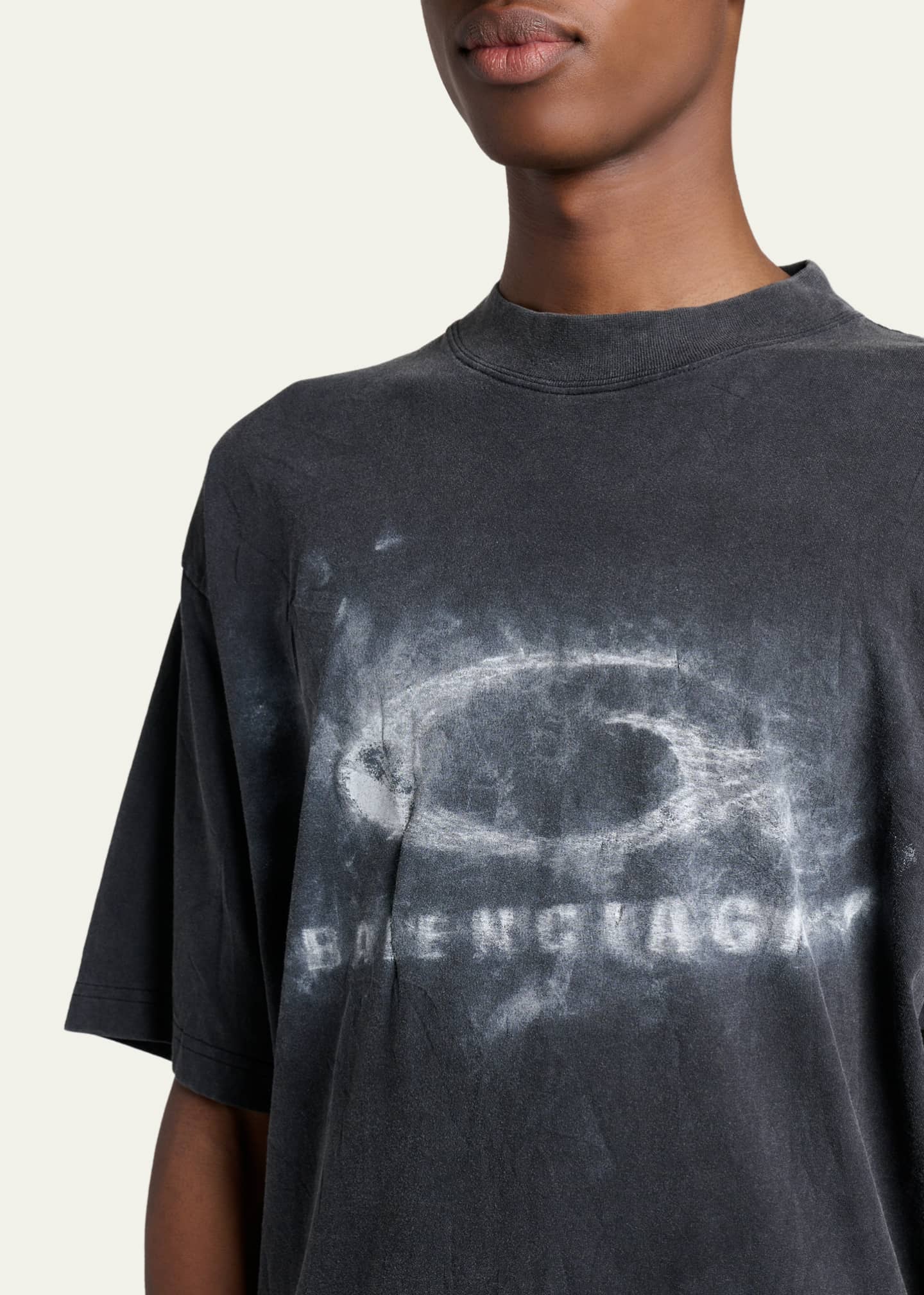 Balenciaga Men's Washed Jersey Chalk Logo T-Shirt - Bergdorf Goodman