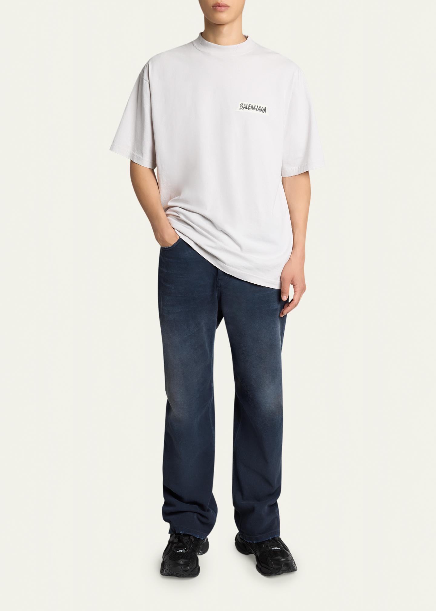 Balenciaga Men's Jersey Masking Tape Logo T-Shirt - Bergdorf Goodman