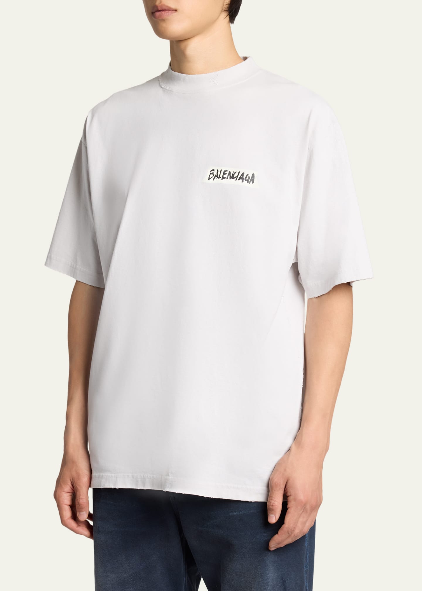Balenciaga Men's Jersey Masking Tape Logo T-Shirt - Bergdorf Goodman
