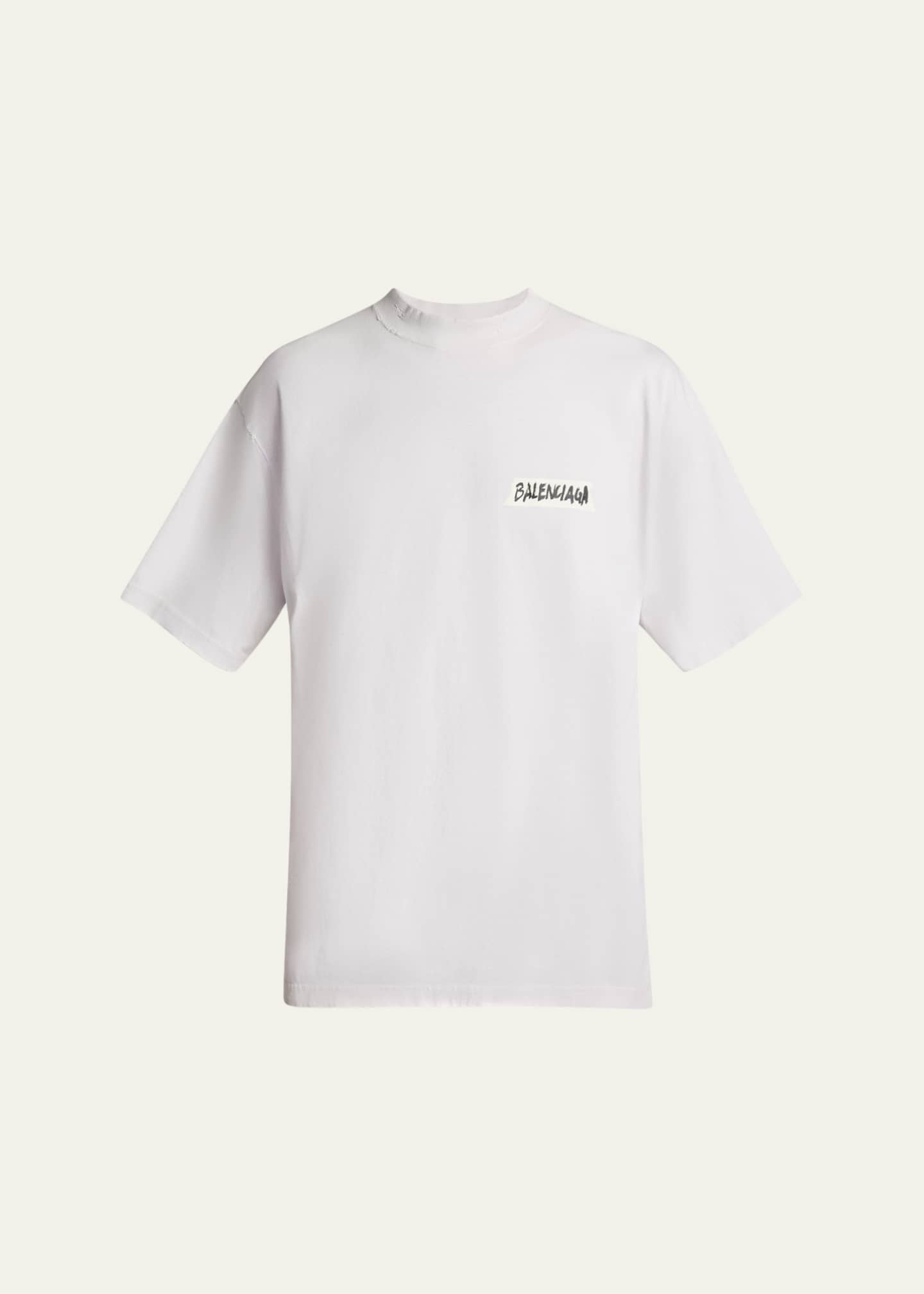 Balenciaga Men's Jersey Masking Tape Logo T-Shirt - Bergdorf Goodman