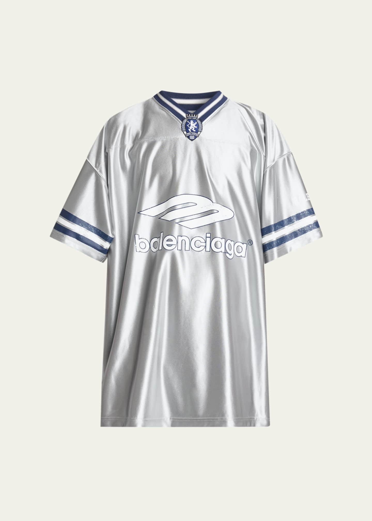Balenciaga Men's Shiny 3B Football V-Neck T-Shirt - Bergdorf Goodman