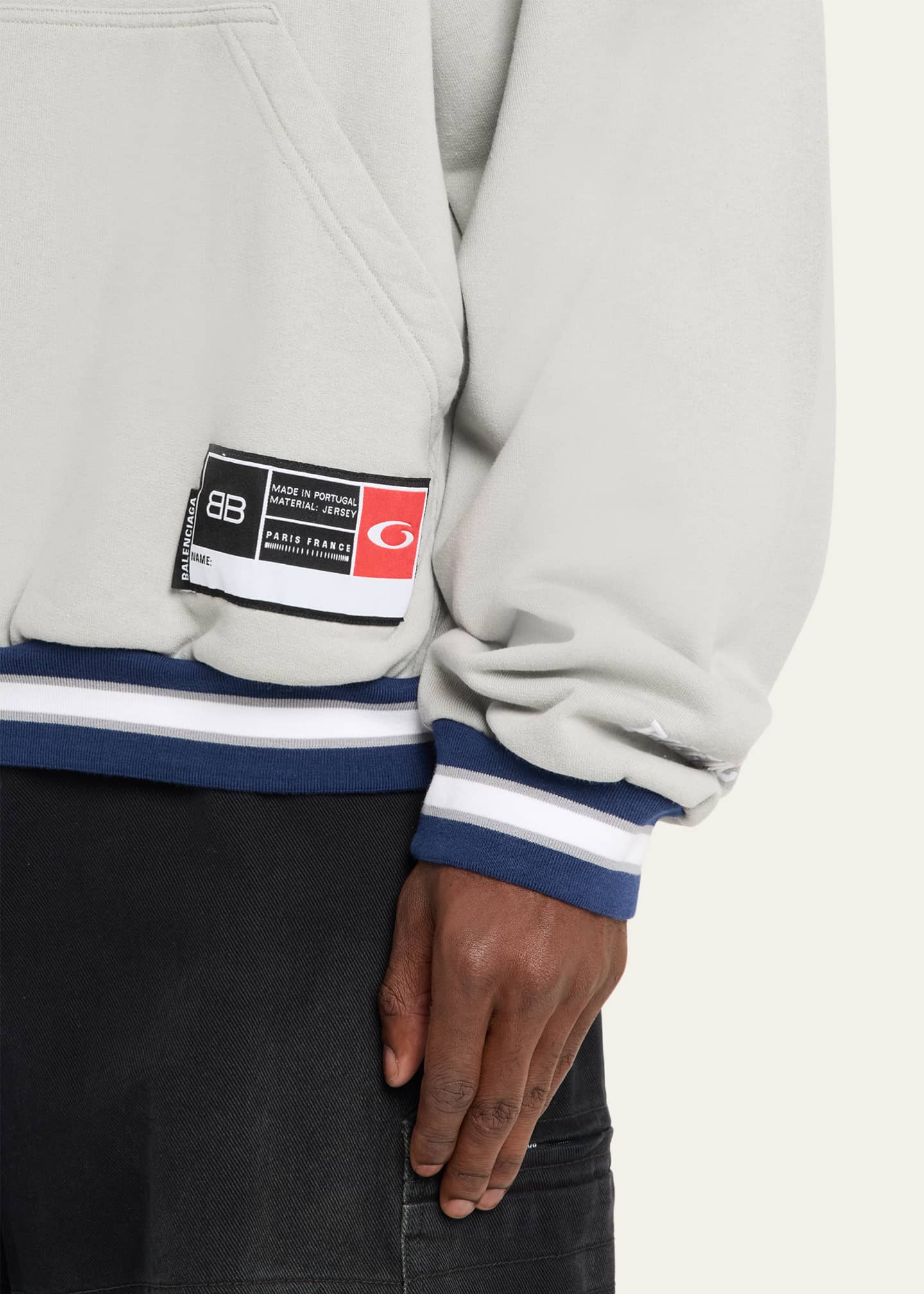 Balenciaga Men's 3B Football Fleece Polo Hoodie - Bergdorf Goodman