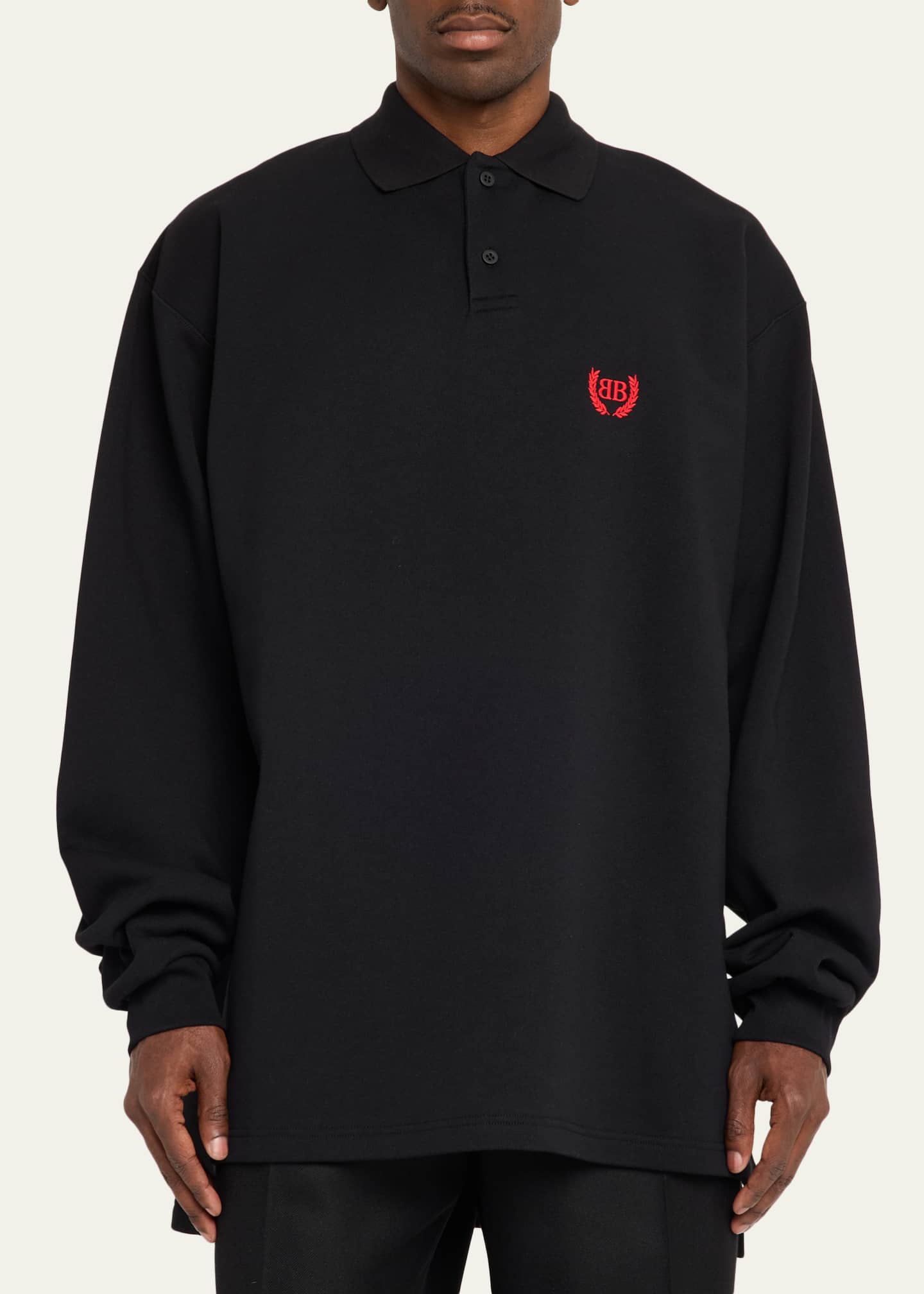 Balenciaga Men's BB-Laurel Oversized Fleece Polo Shirt - Bergdorf