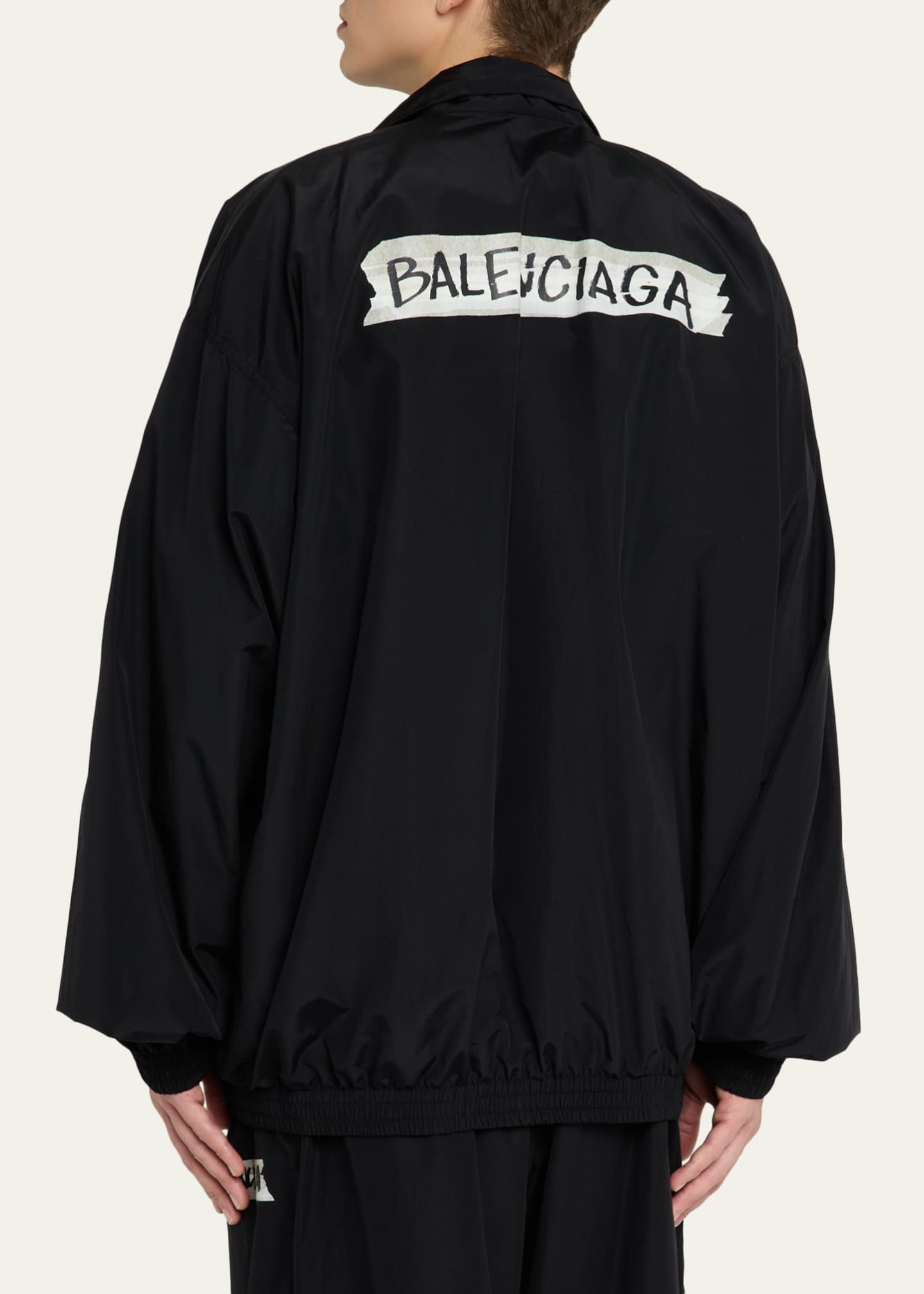 BALENCIAGA - balenciaga★コットンボンディング　キルティングバイカージャケット Balenciaga Men's Masking Tape Track Jacket - Bergdorf Goodman