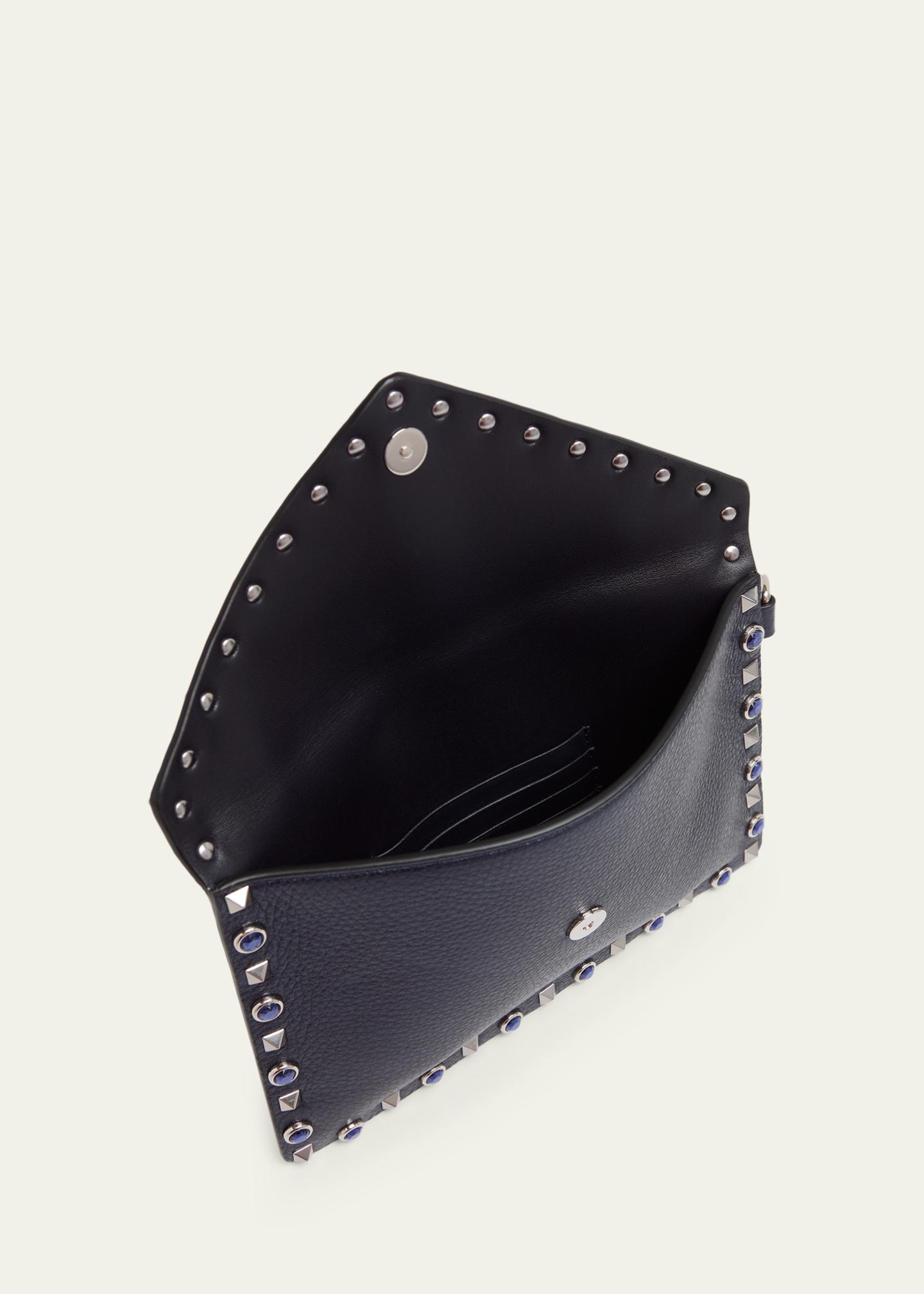 Valentino Garavani Medium Rockstud & Rhinestone Flat Pouch Bag