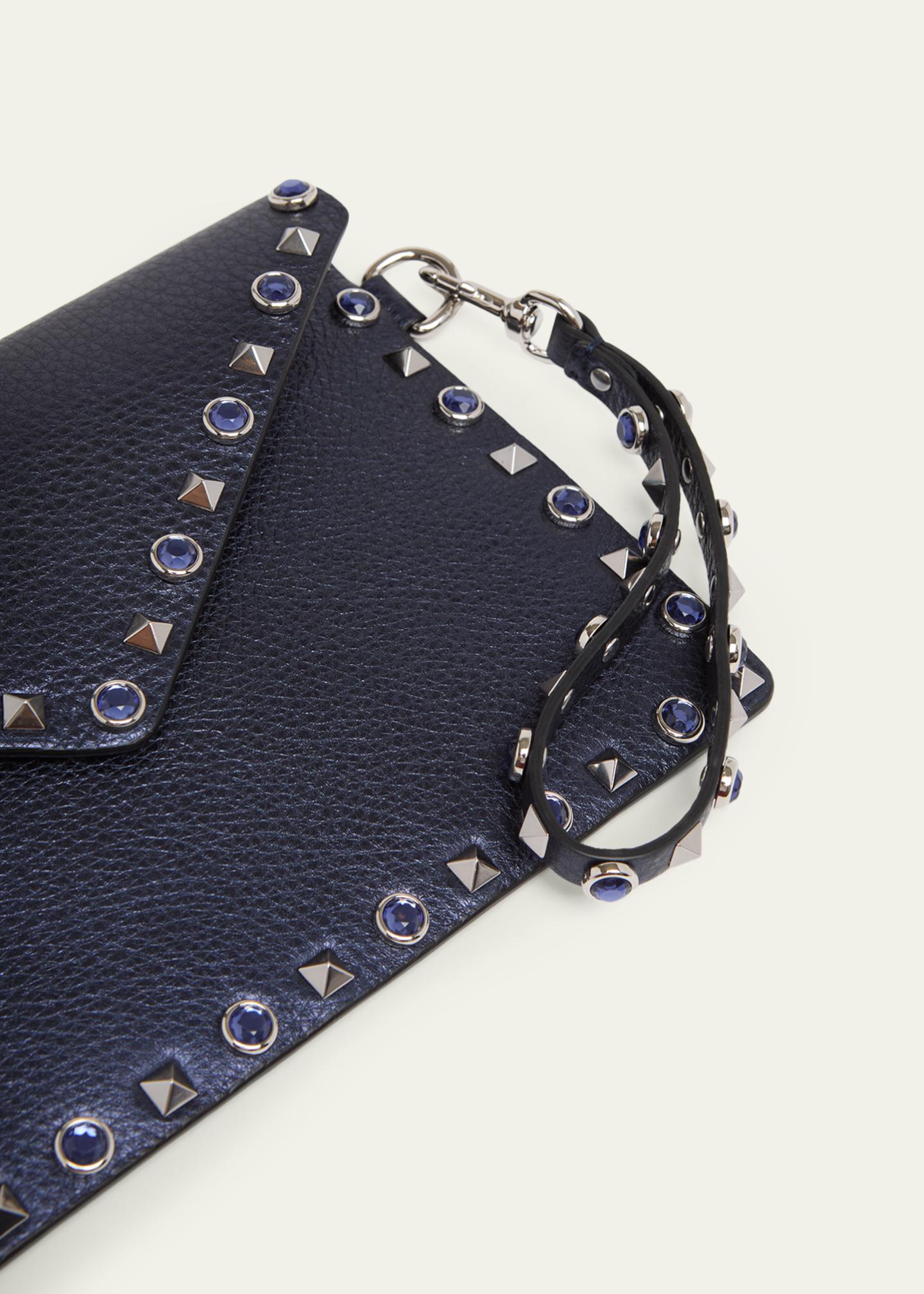 Valentino Garavani Medium Rockstud & Rhinestone Flat Pouch Bag