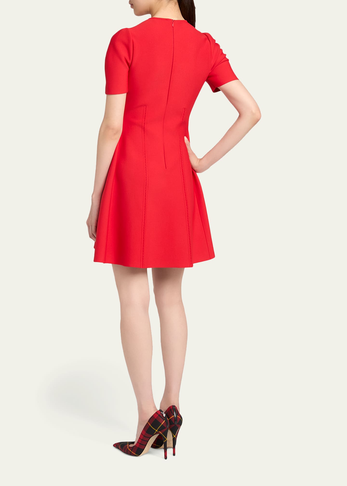 McQueen Puff-Sleeve Fit-&-Flare Mini Dress - Bergdorf Goodman