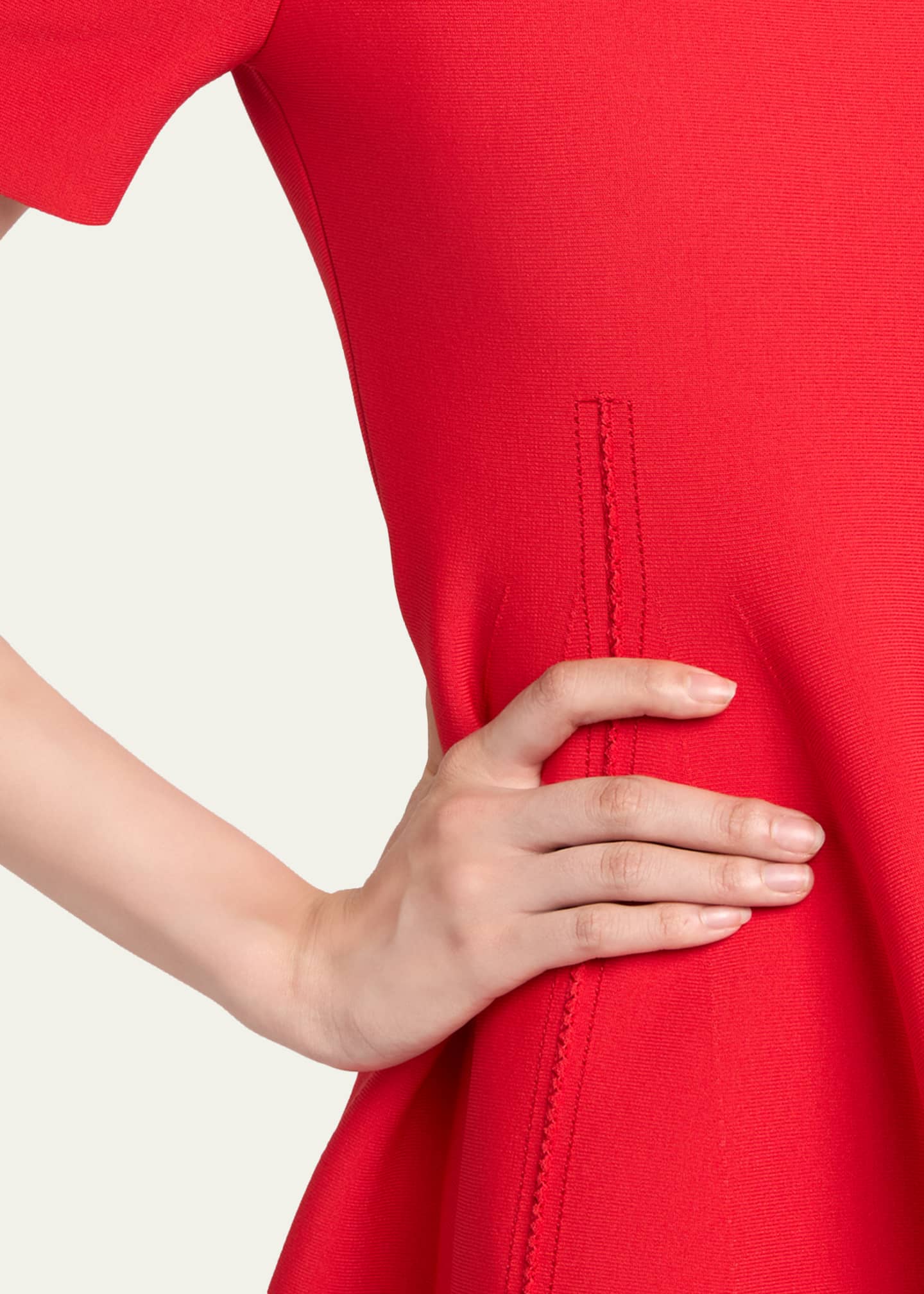 Alexander Mcqueen Seamed Short Sleeve Mini Dress - Love Red