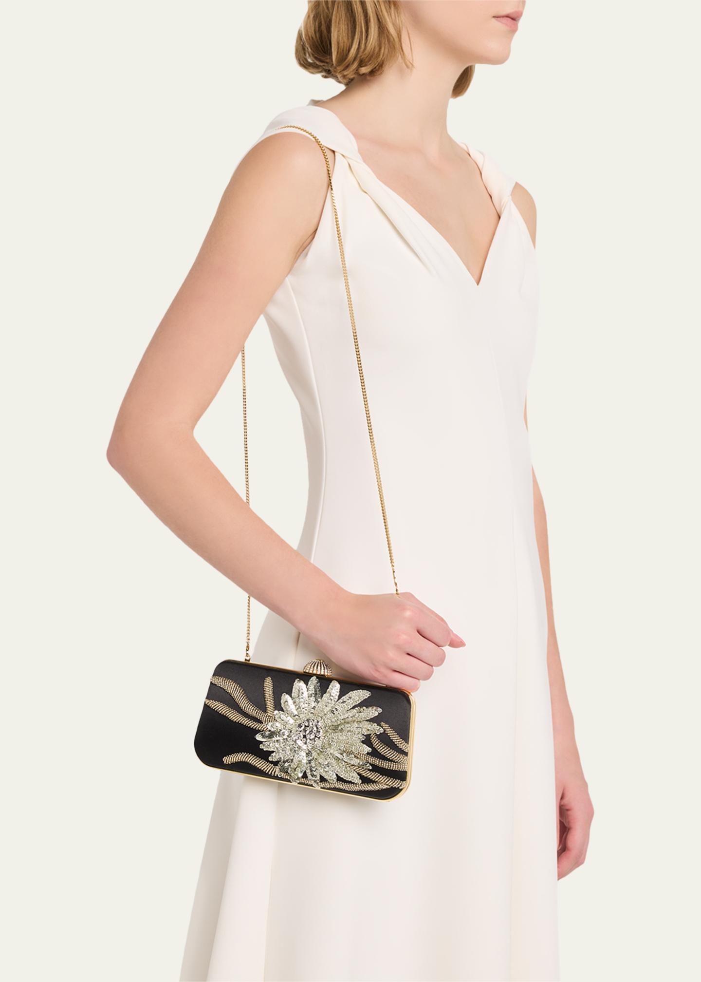 Valentino Garavani Carry Secrets Sequin Floral Satin Clutch Bag