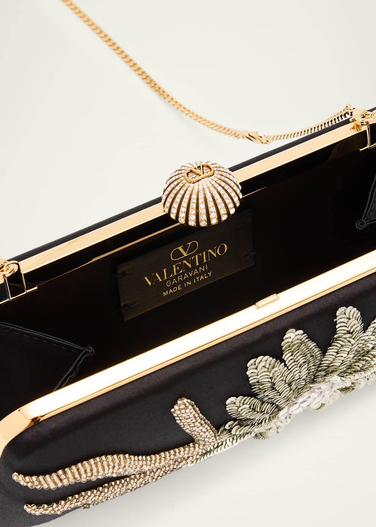 Valentino Garavani Carry Secrets Sequin Floral Satin Clutch Bag