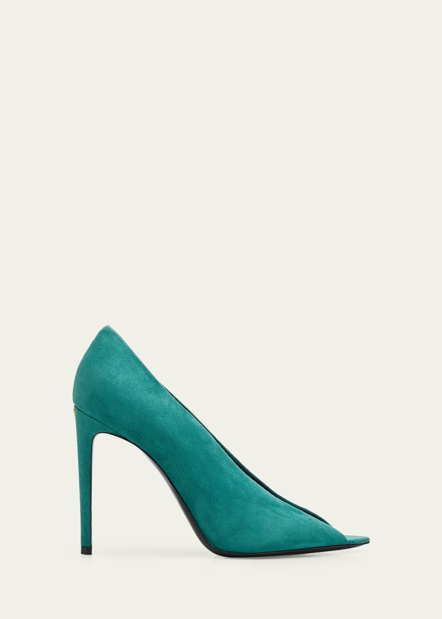 105mm Open Toe Révélé Suede Pumps