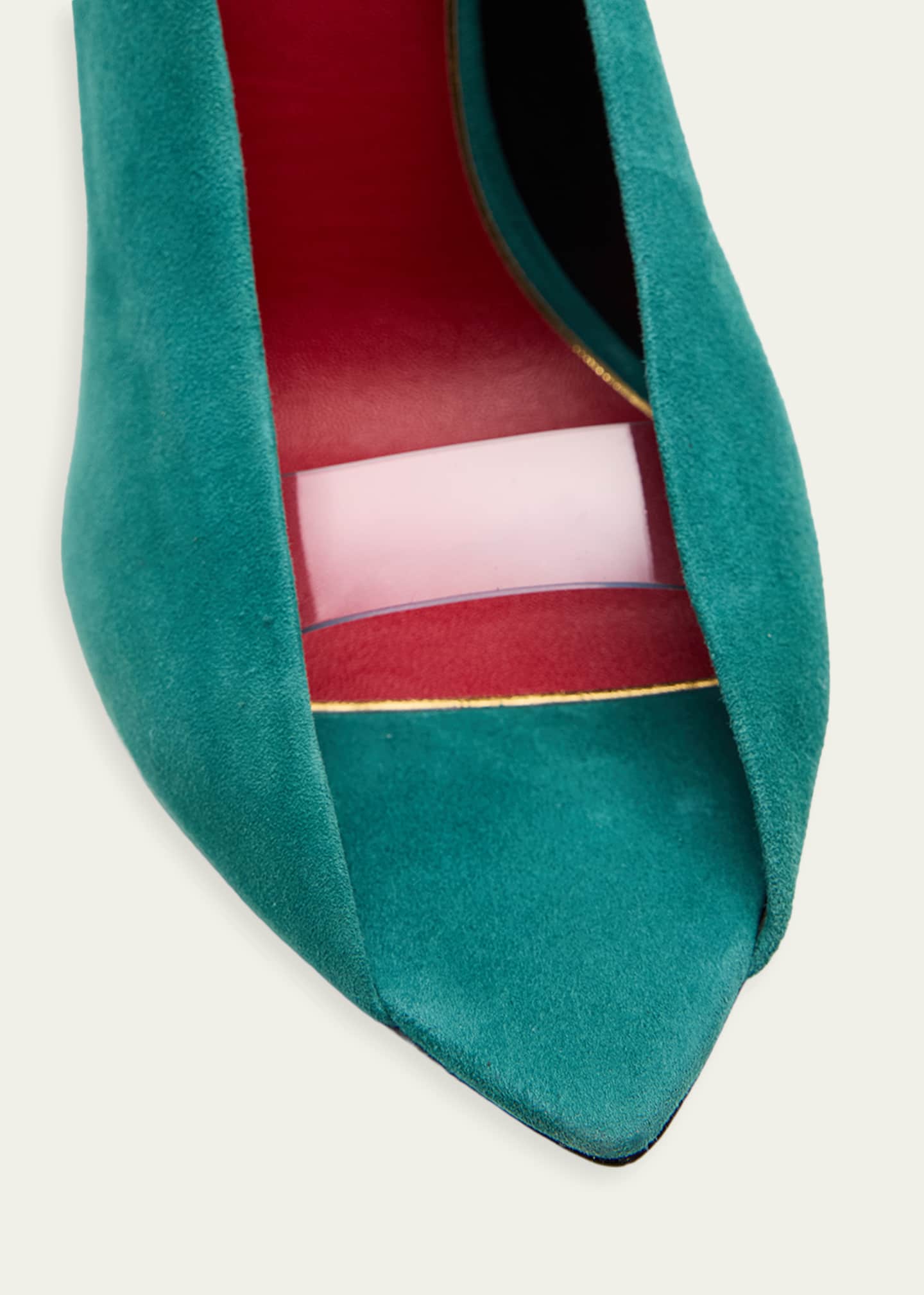 105mm Open Toe Révélé Suede Pumps