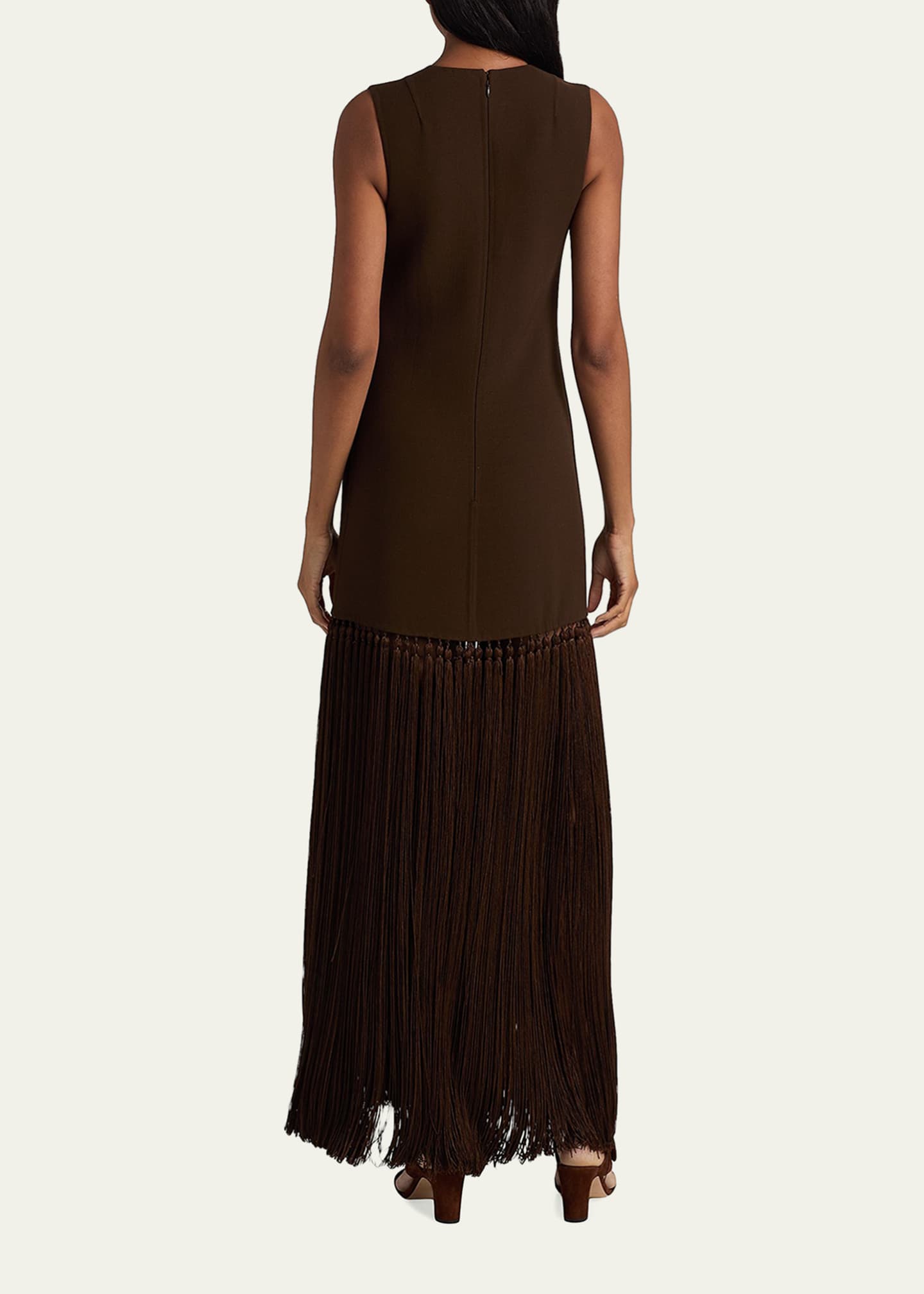 brown tassel dress The halter neckline midi Dress  John Paul Ataker