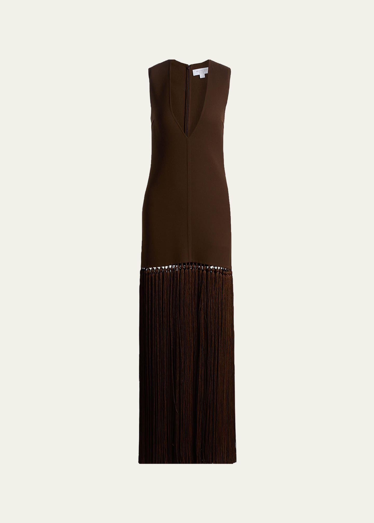 Michael Kors Collection Women's Tassel-Fringe Wool Maxi Dress - Espresso - Size 8