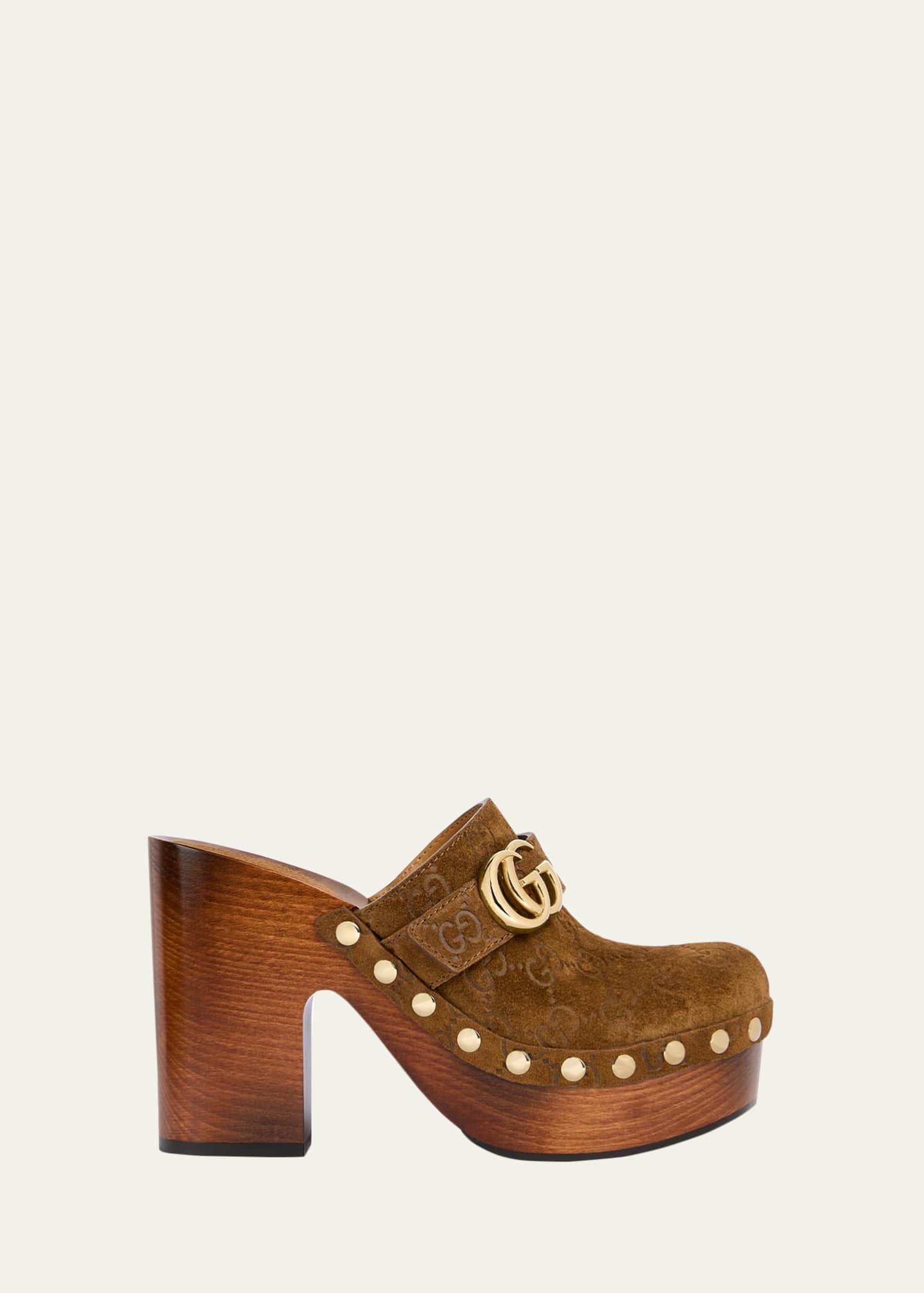 Gucci 70mm Double G Suede Platform Clogs - Bergdorf Goodman