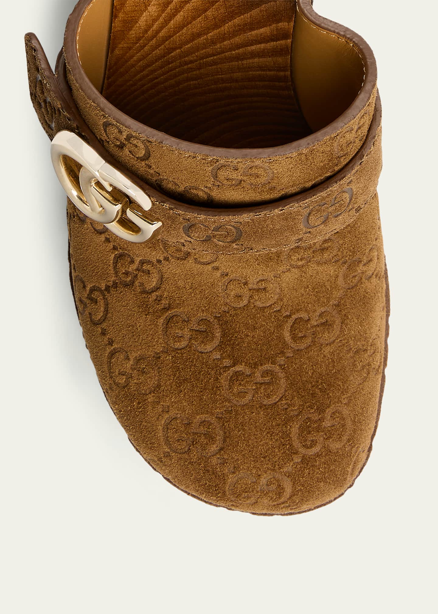 Gucci 70mm Double G Suede Platform Clogs - Bergdorf Goodman