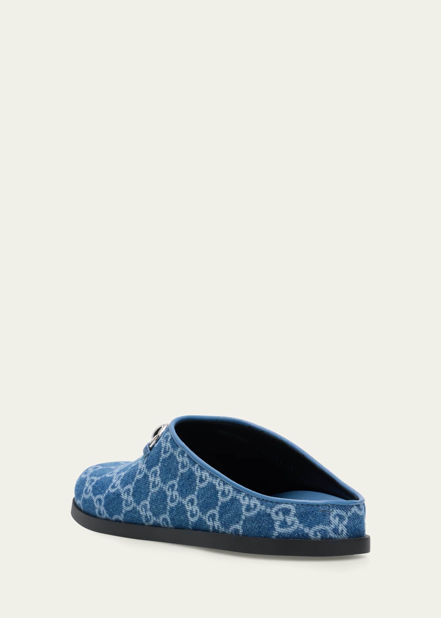 Gucci GG Denim Mules with Horsebit - Bergdorf Goodman