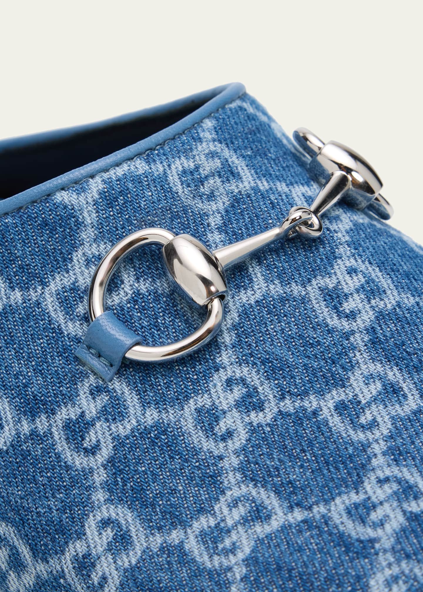 Gucci GG Denim Mules with Horsebit - Bergdorf Goodman