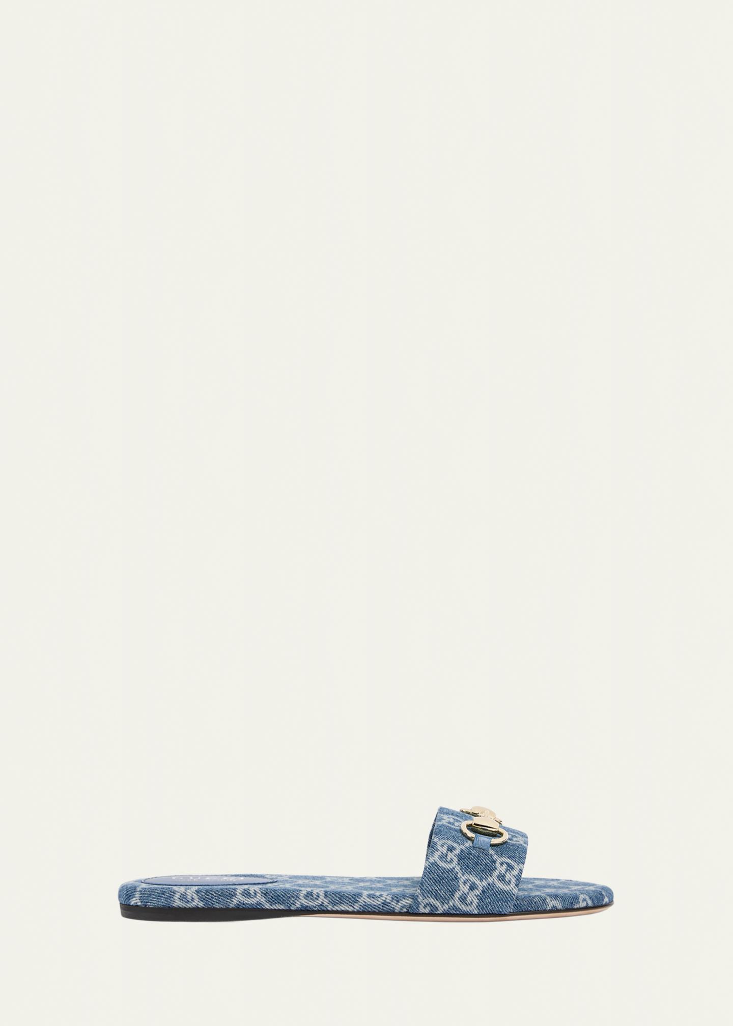 Gucci GG Denim Slide Sandals - Bergdorf Goodman