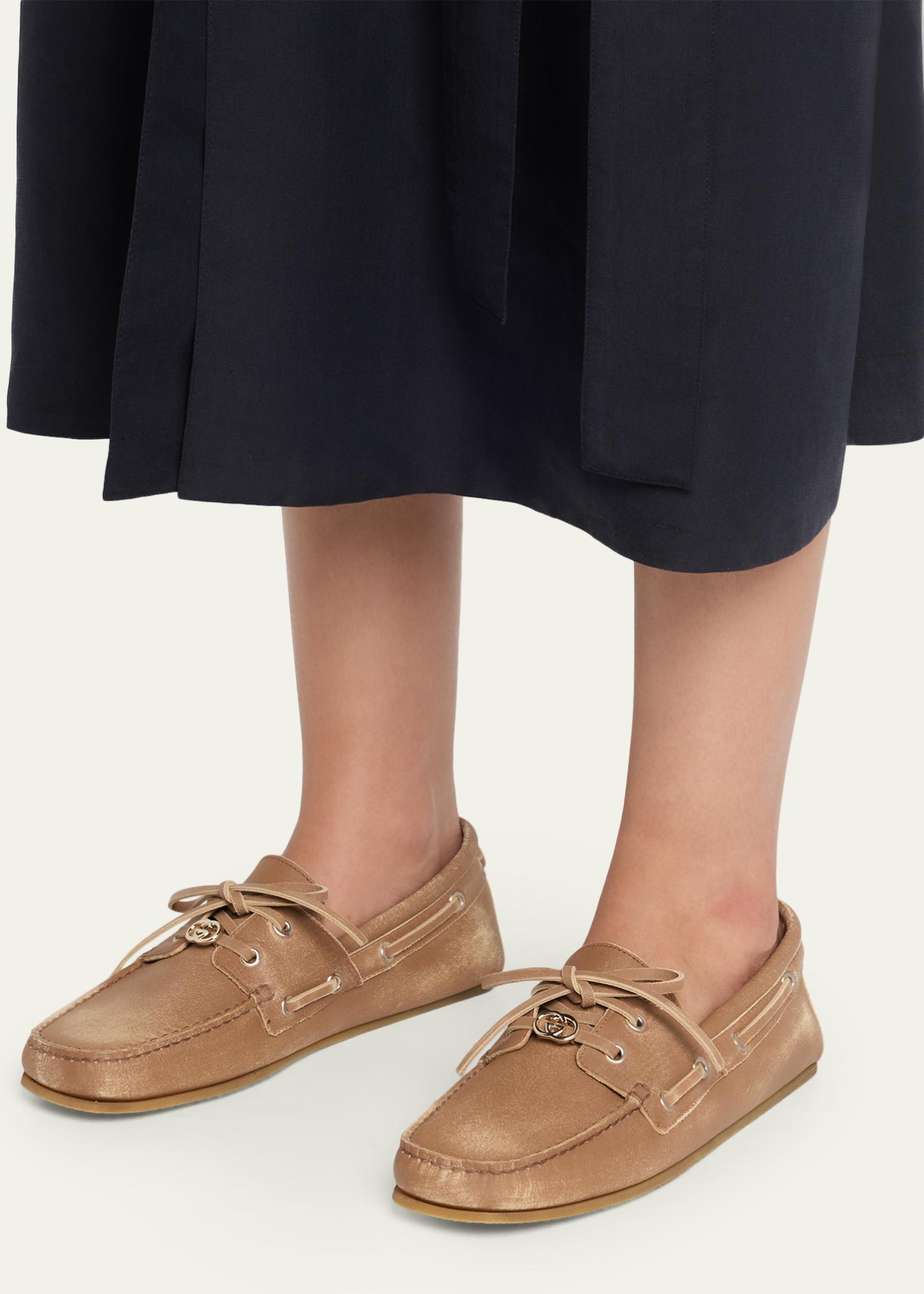 Gucci Washed Leather Boat Shoes - Bergdorf Goodman