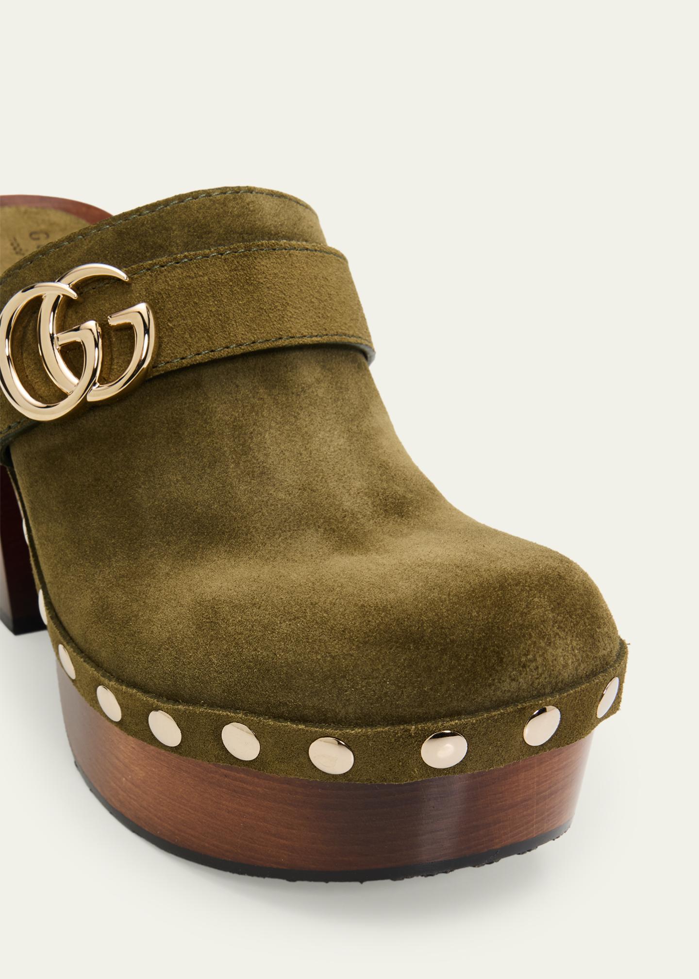 Gucci Marmont GG Suede Platform Clogs - Bergdorf Goodman