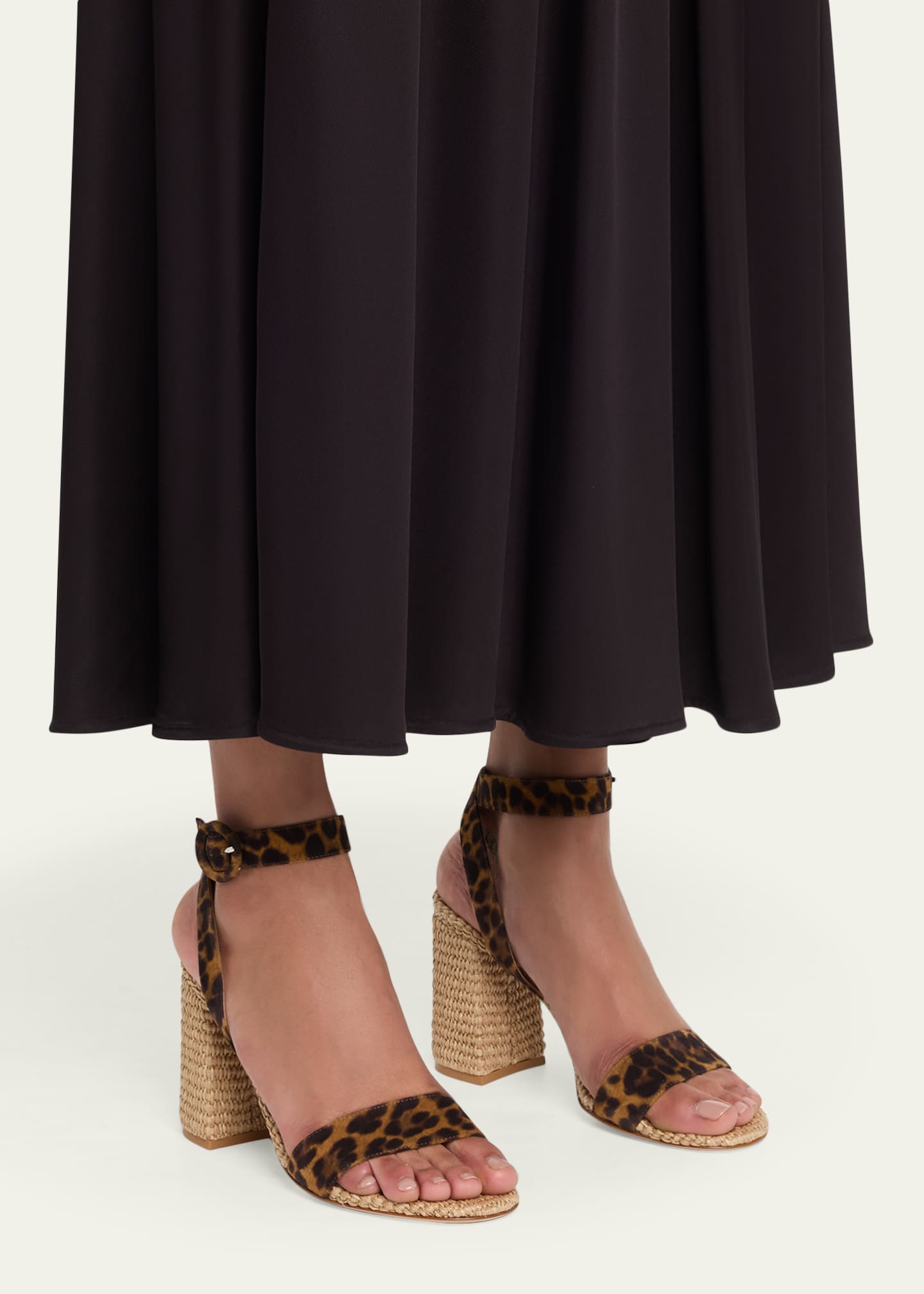 Gianvito Rossi 85mm Leopard-Printed Suede and Raffia Sandals