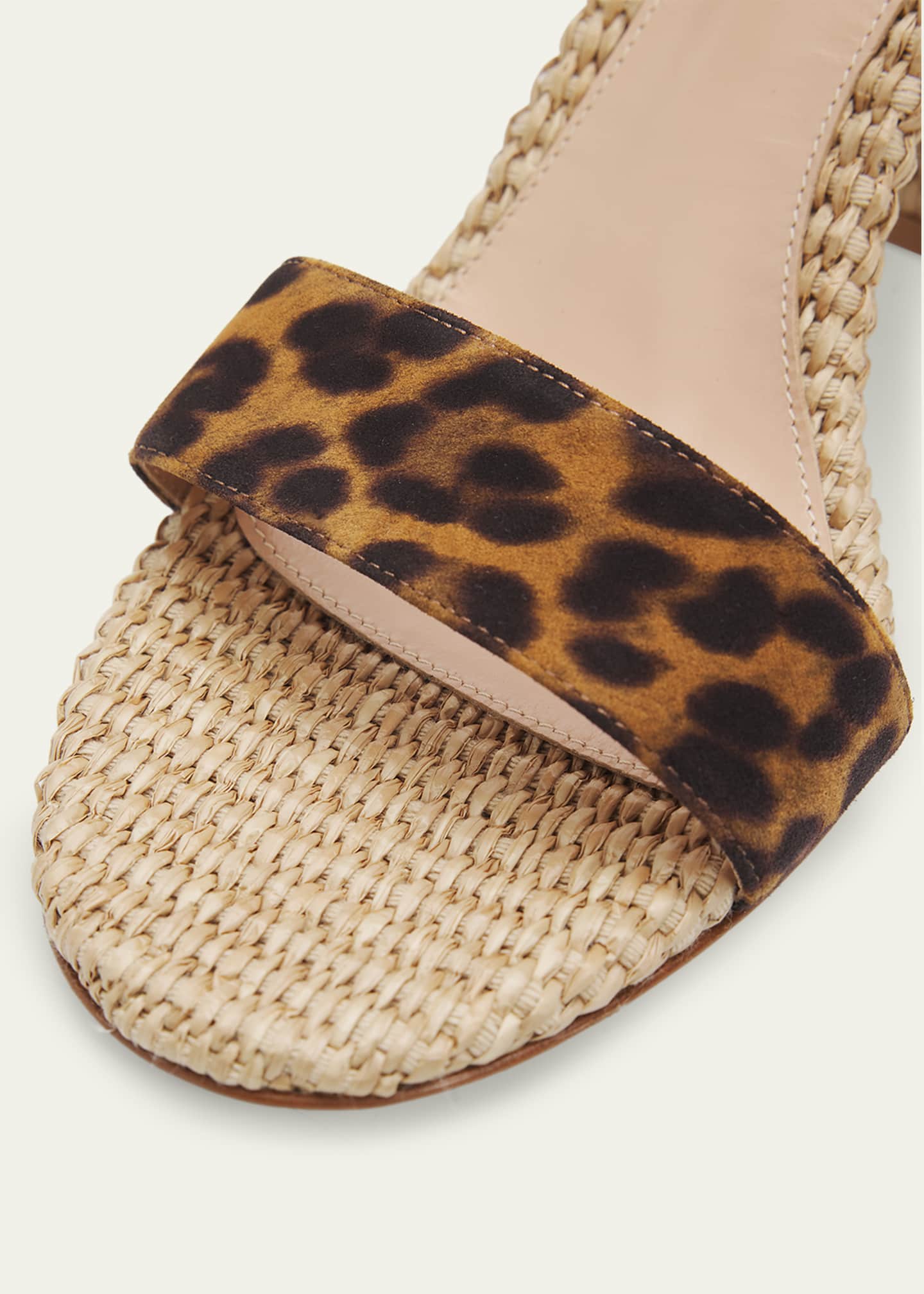 Gianvito Rossi 85mm Leopard-Printed Suede and Raffia Sandals