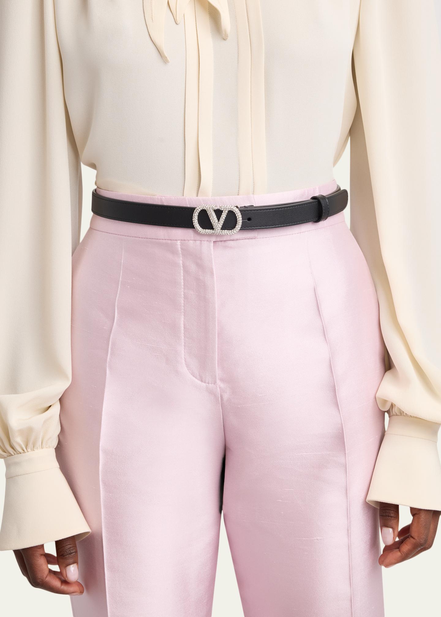 Garavani Valentino leather/jade tie belt VALENTINO GARAVANI Logo-embellished chain and leather belt  main image 2