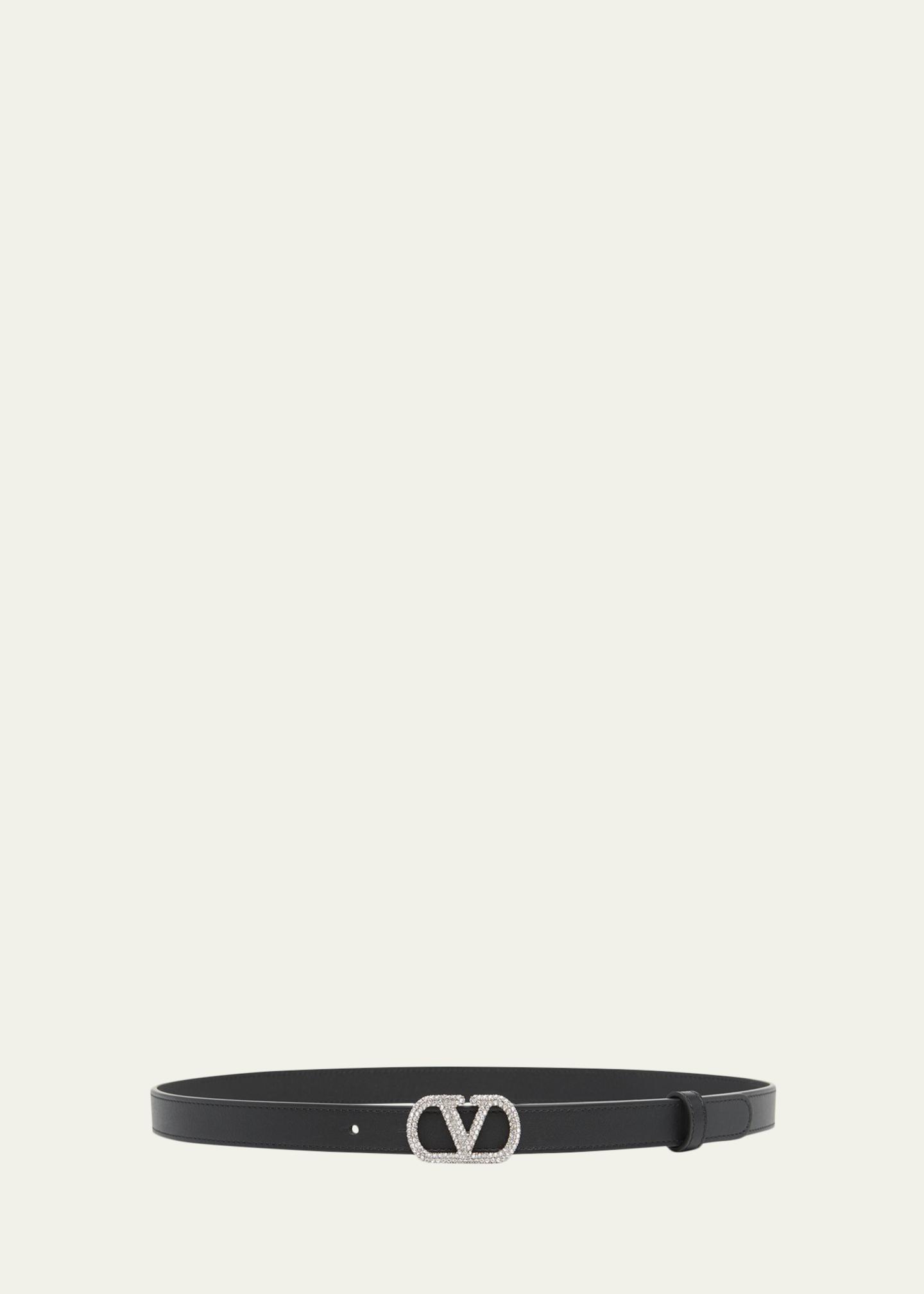 Garavani Valentino leather/jade tie belt Valentino Garavani VLogo Signature Leather Belt, 30mm  main image 4