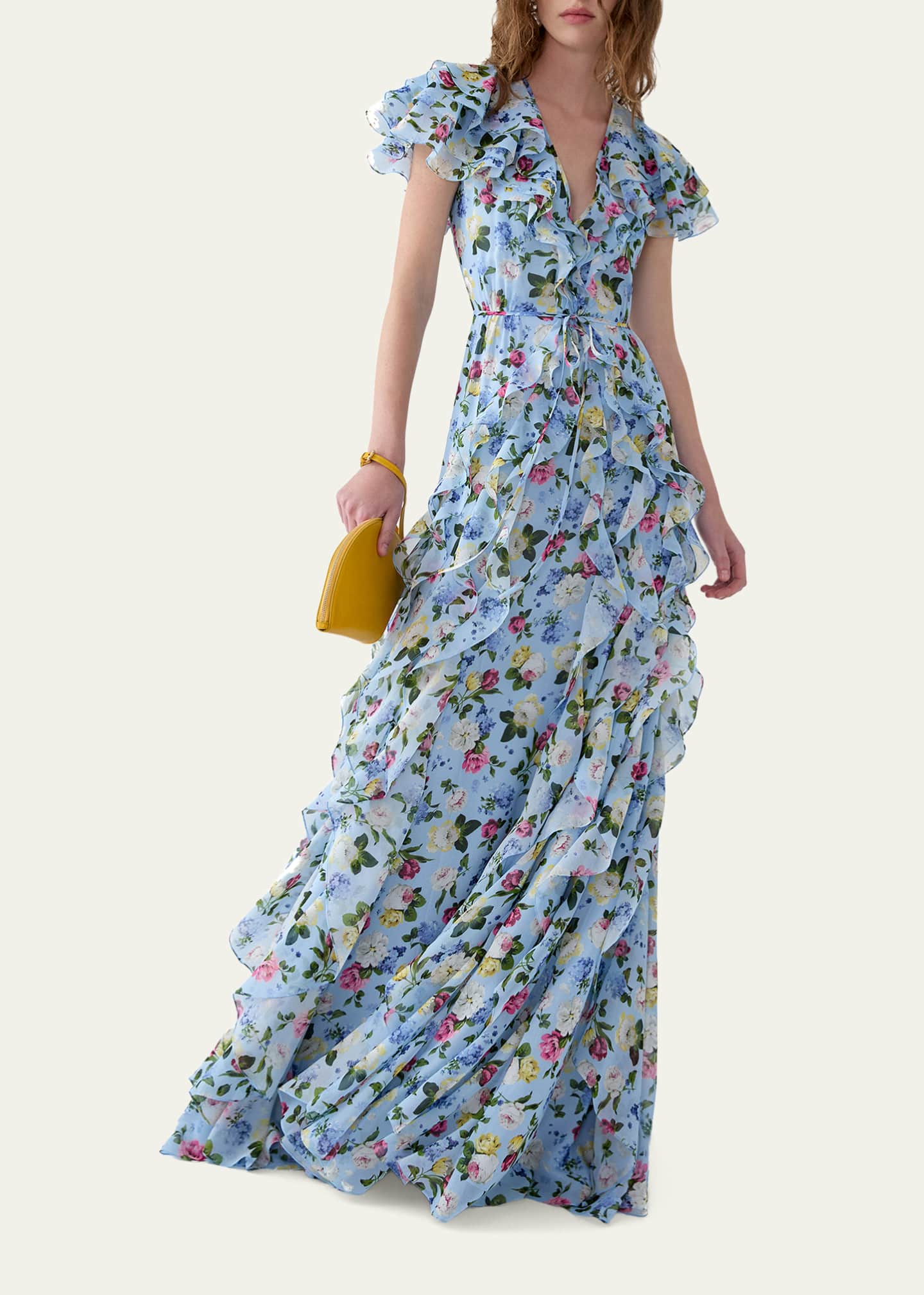 carolina herrera maxi dress Carolina Herrera Tulip-print Shirt Maxi Dress