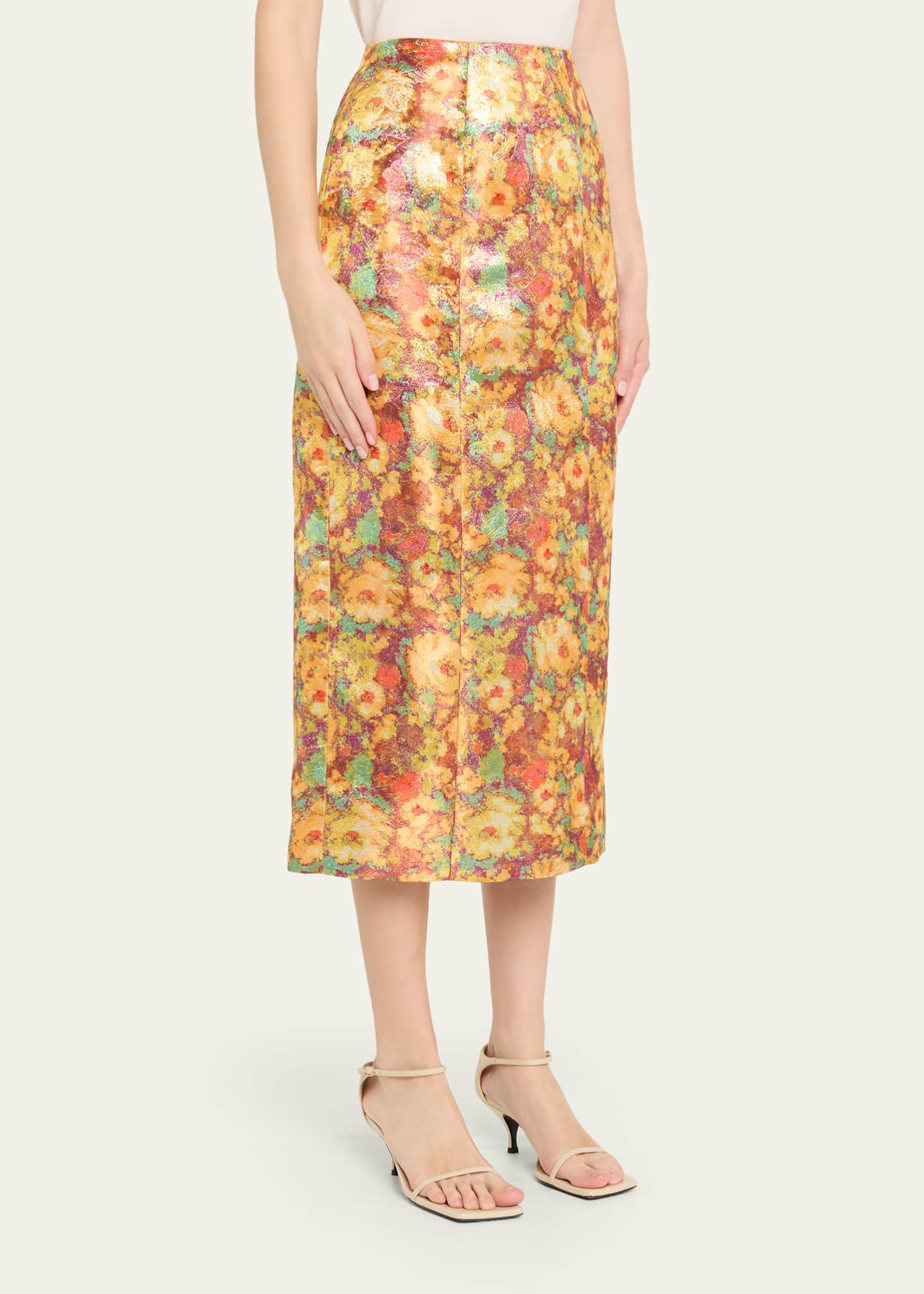Markarian Tammy Metallic Floral Jacquard Midi Skirt - Bergdorf Goodman