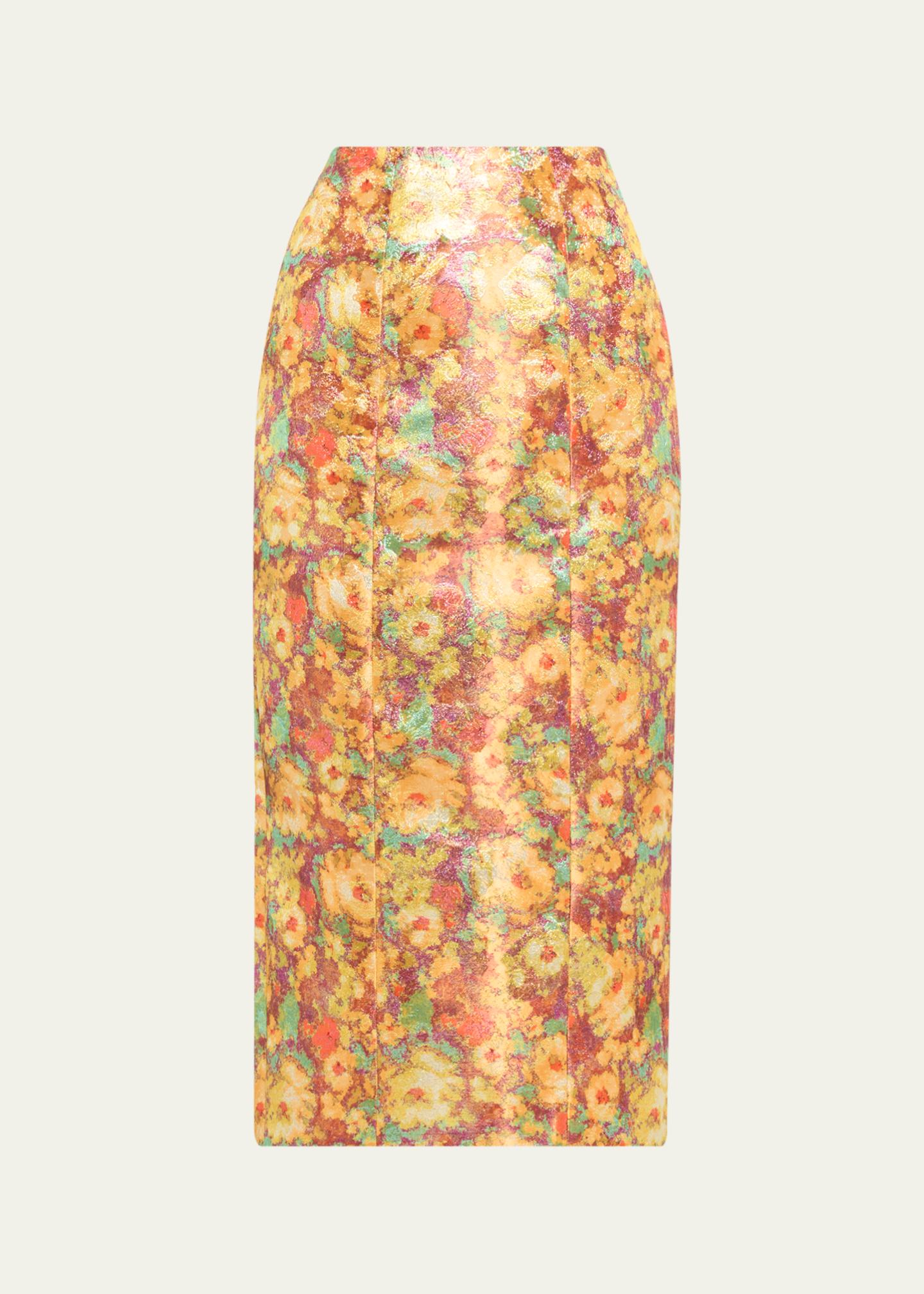 Markarian Tammy Metallic Floral Jacquard Midi Skirt - Bergdorf Goodman